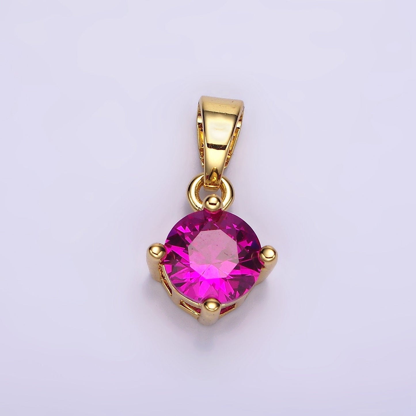 16K Gold Filled Round CZ Birthstone Personalized Solitaire Pendant | N1924 - N1935