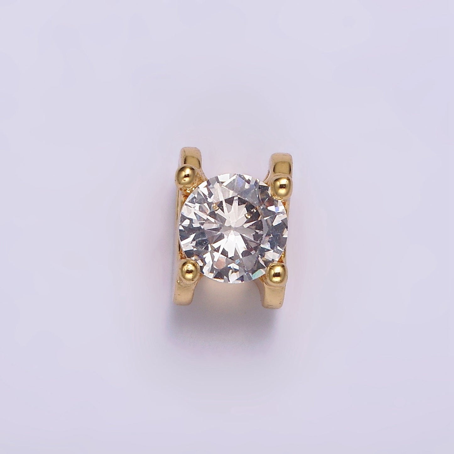 14K Gold Filled 9mm Clear CZ Round Claw Bead | B841