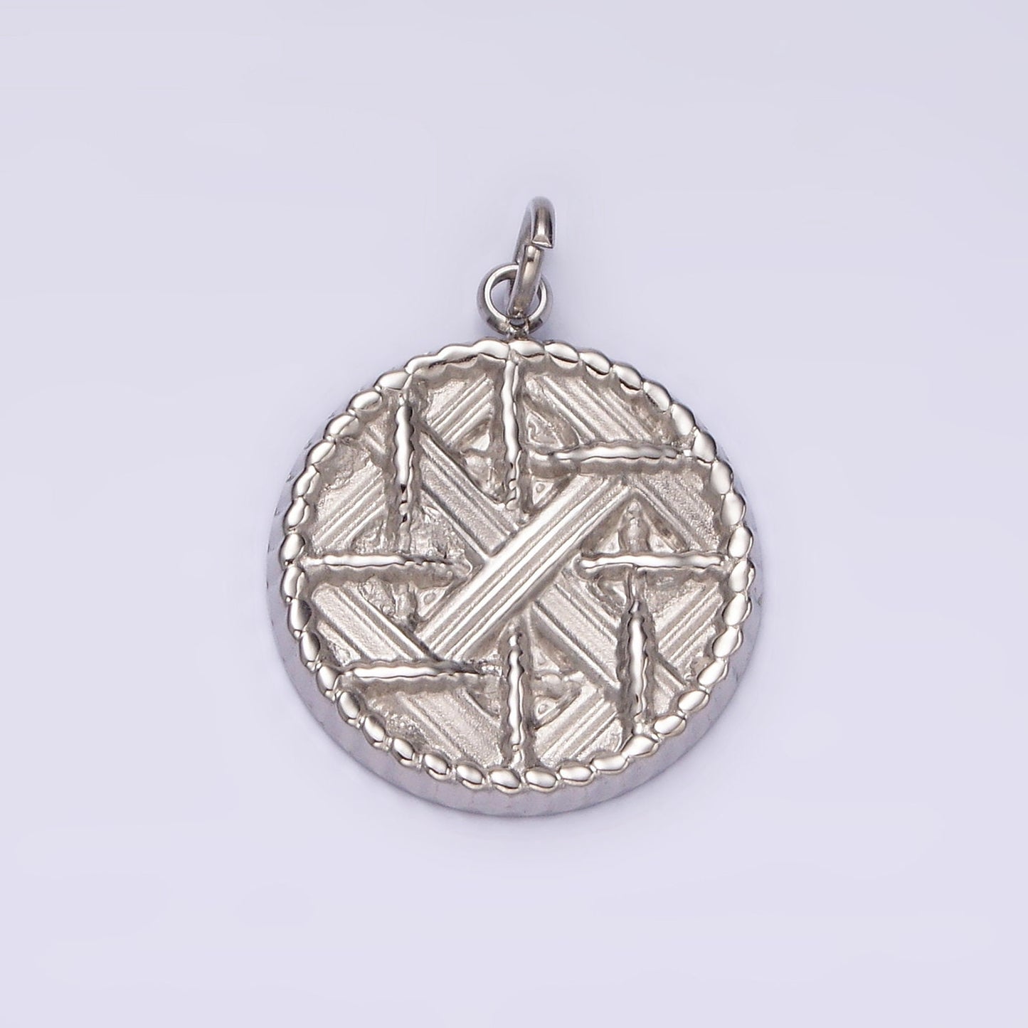 Stainless Steel Rattan Geometric Braided Round Charm in Gold & Silver | P1292