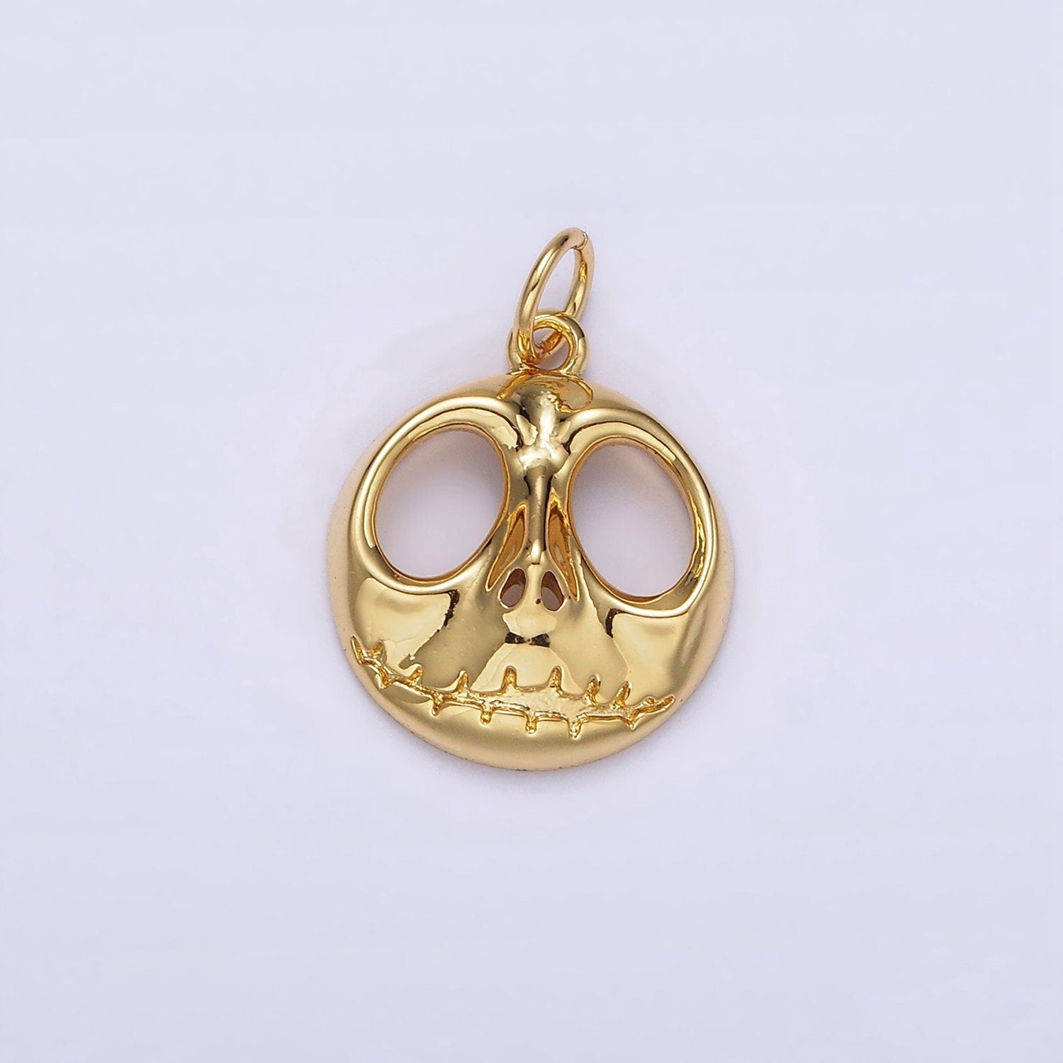 14K Gold Filled Jack Nightmare Before Christmas Open Round Charm in Gold & Silver | AG398 AG399