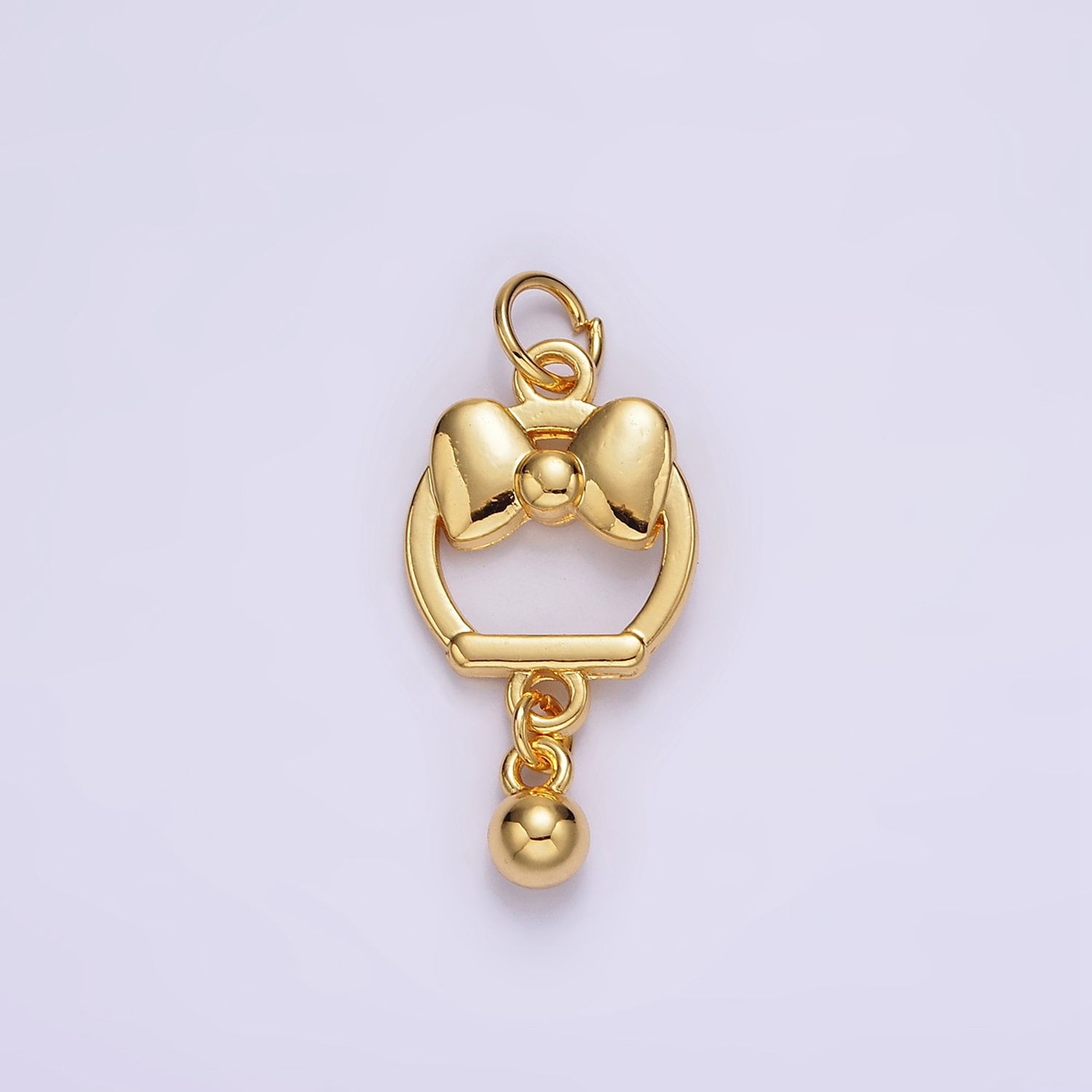 14K Gold Filled Ribbon Bow Open Round Drop Charm | AG407