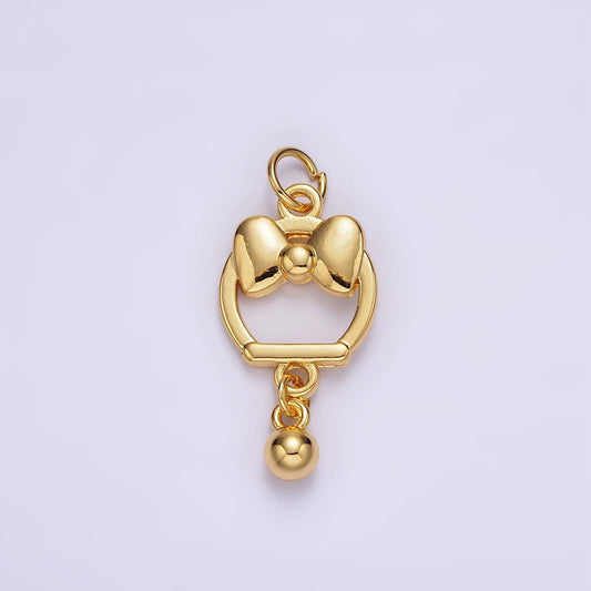 14K Gold Filled Ribbon Bow Open Round Drop Charm | AG407