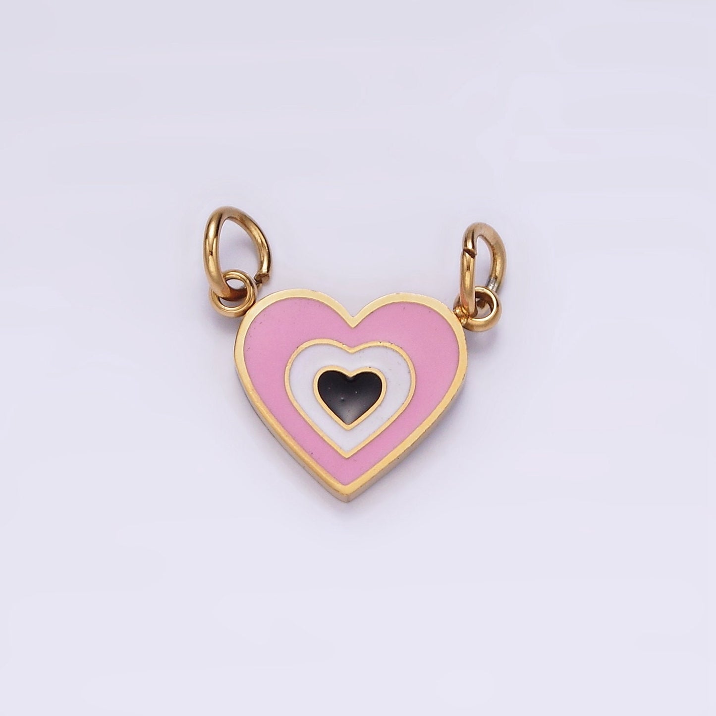 Stainless Steel 10mm Pink Heart Connector in Gold & Silver | G891 G892