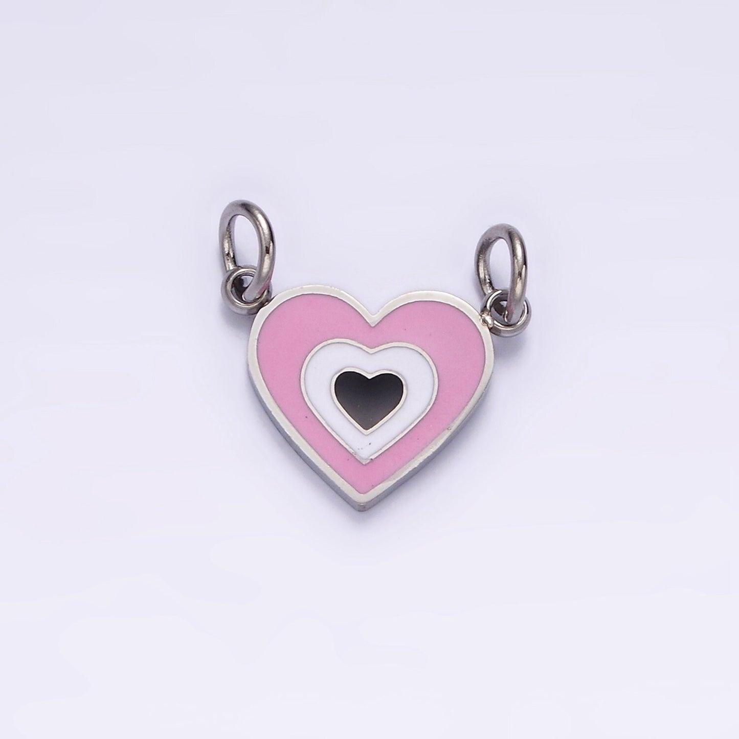 Stainless Steel 10mm Pink Heart Connector in Gold & Silver | G891 G892