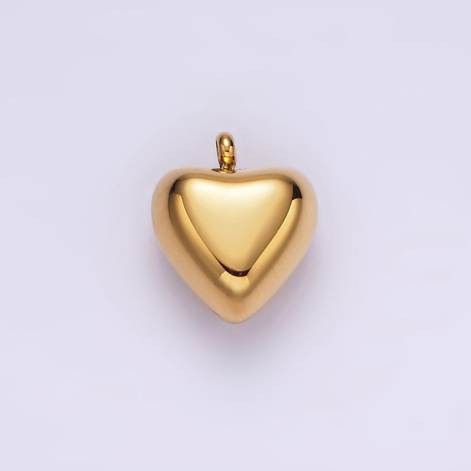 Stainless Steel 14mm Puffed Heart Minimalist Charm in Gold & Silver | P1257