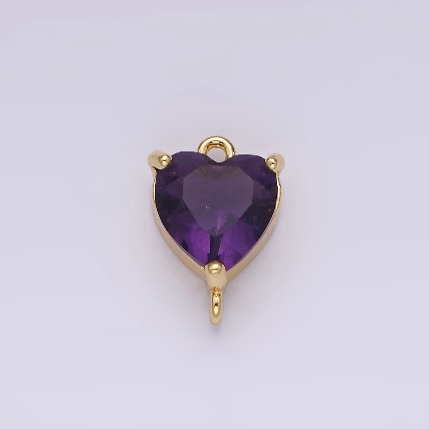 14K Gold Filled 12mm Purple CZ Heart Mini Connector | G106
