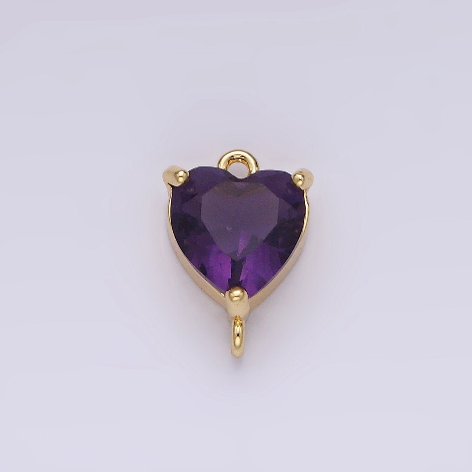 14K Gold Filled 12mm Purple CZ Heart Mini Connector | G106