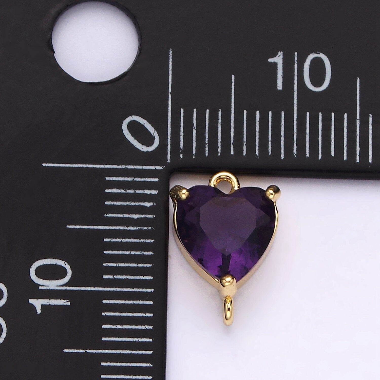 14K Gold Filled 12mm Purple CZ Heart Mini Connector | G106