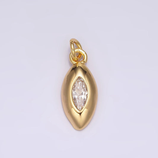 24K Gold Filled Clear CZ Marquise Bezel Charm | AC875