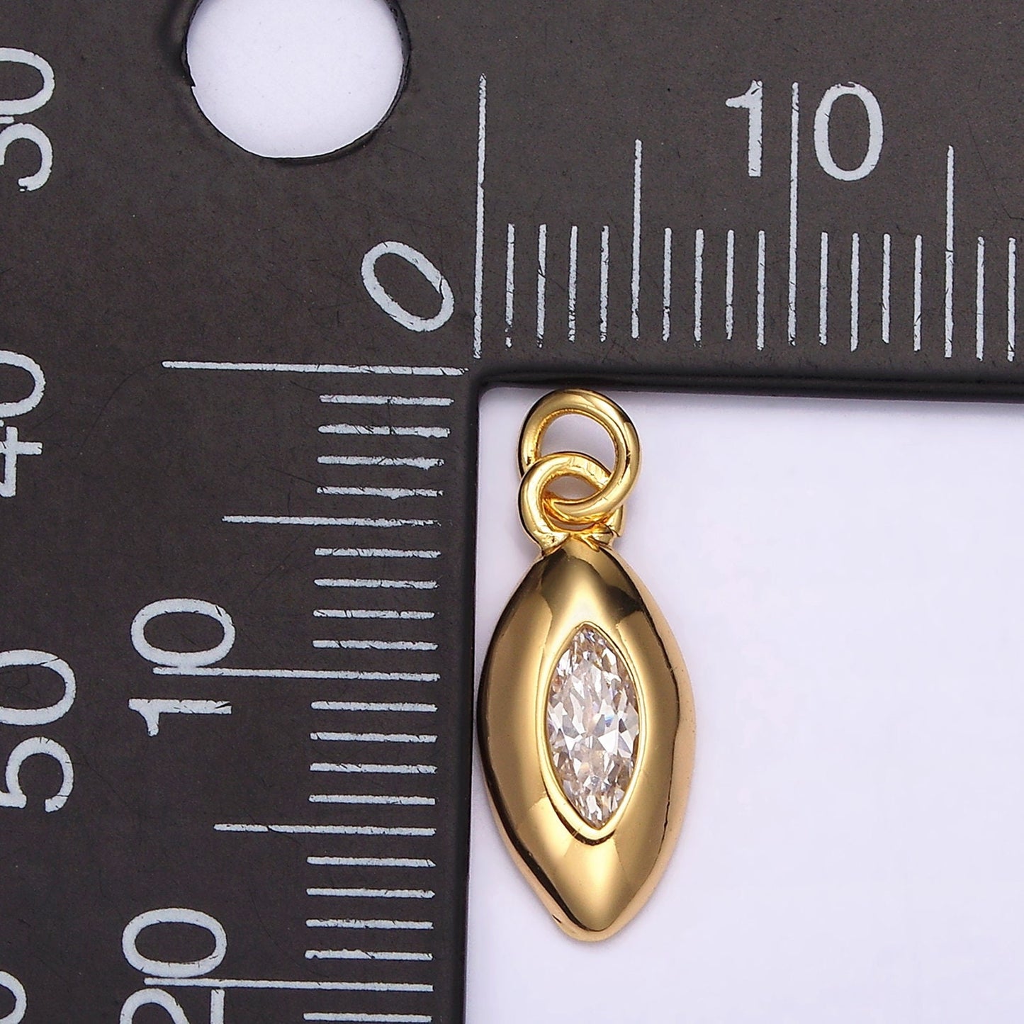 24K Gold Filled Clear CZ Marquise Bezel Charm | AC875