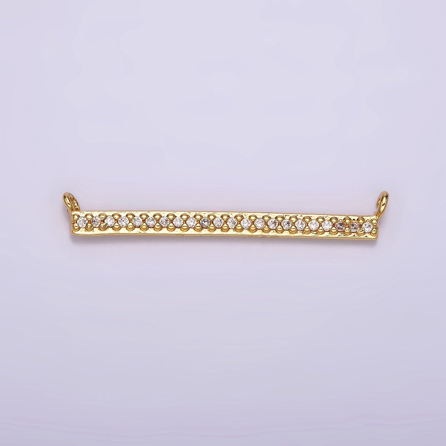 24K Gold Filled 28mm Clear Micro Paved CZ Rectangular Bar Connector | G804
