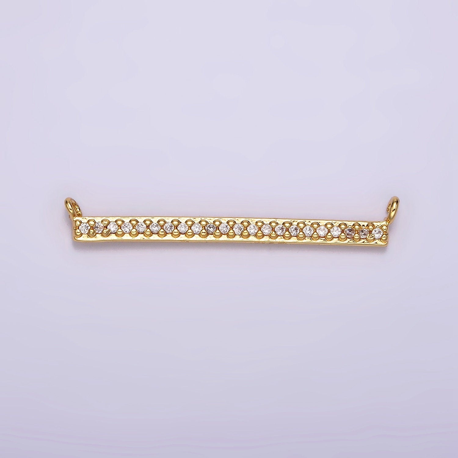 24K Gold Filled 28mm Clear Micro Paved CZ Rectangular Bar Connector | G804