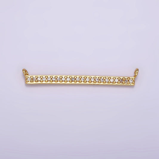 24K Gold Filled 28mm Clear Micro Paved CZ Rectangular Bar Connector | G804