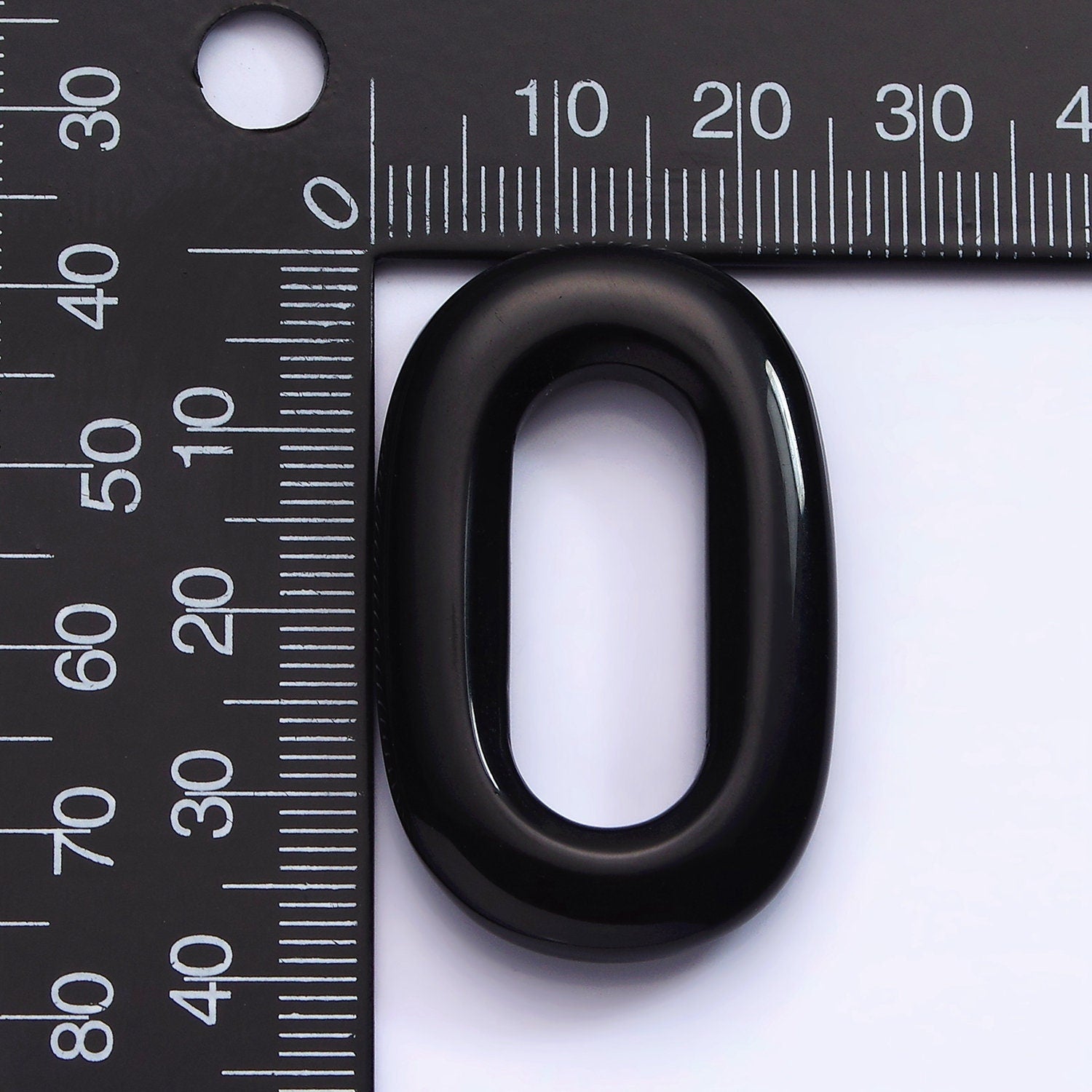 Onyx Natural Oval Open Stone Beads Black Gemstone Oblong Oval Findings 40mm x 25mm Jewelry Supply Z546