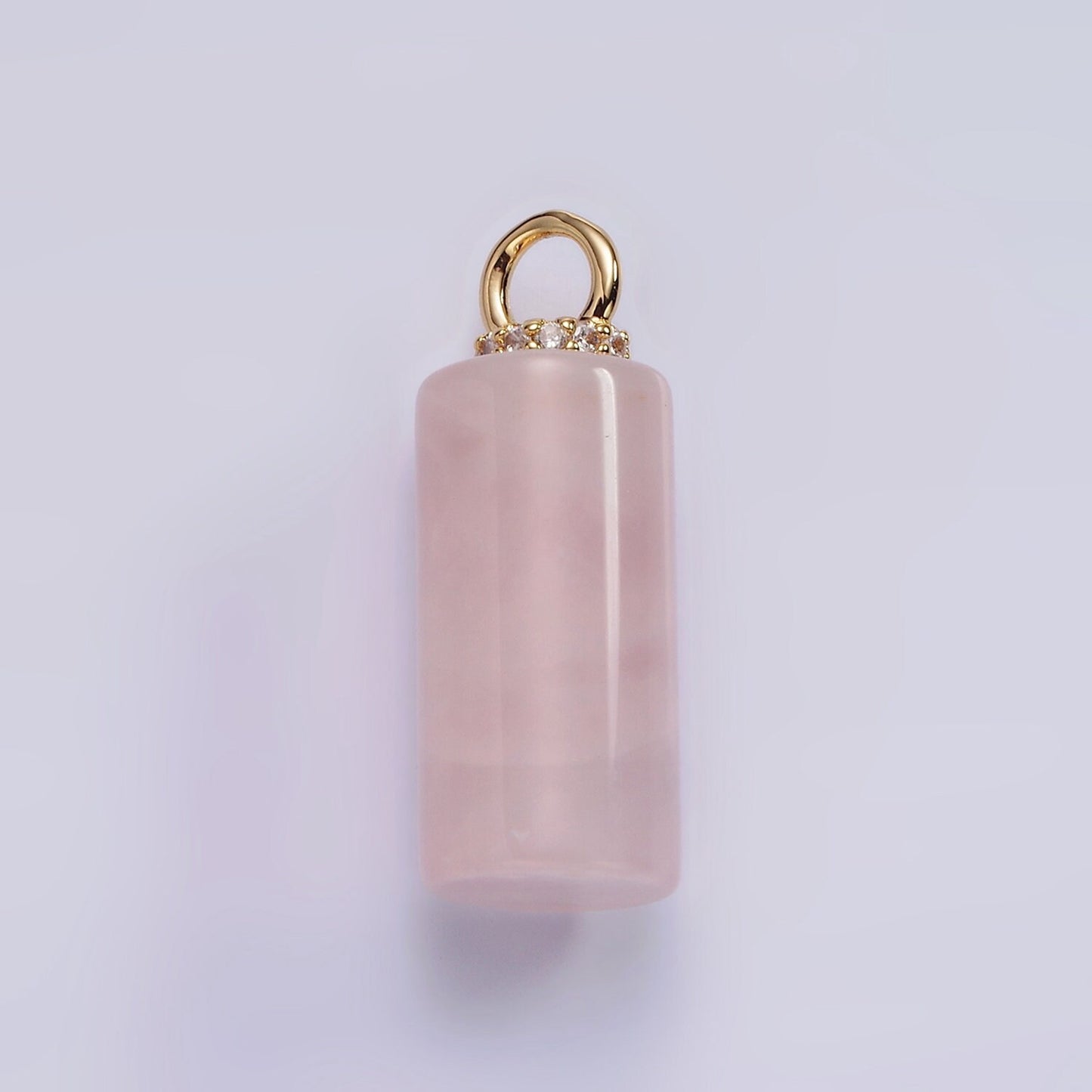 14K Gold Filled 27mm Tube Natural Gemstone Micro Paved CZ Drop Pendant | AG430 - AG435