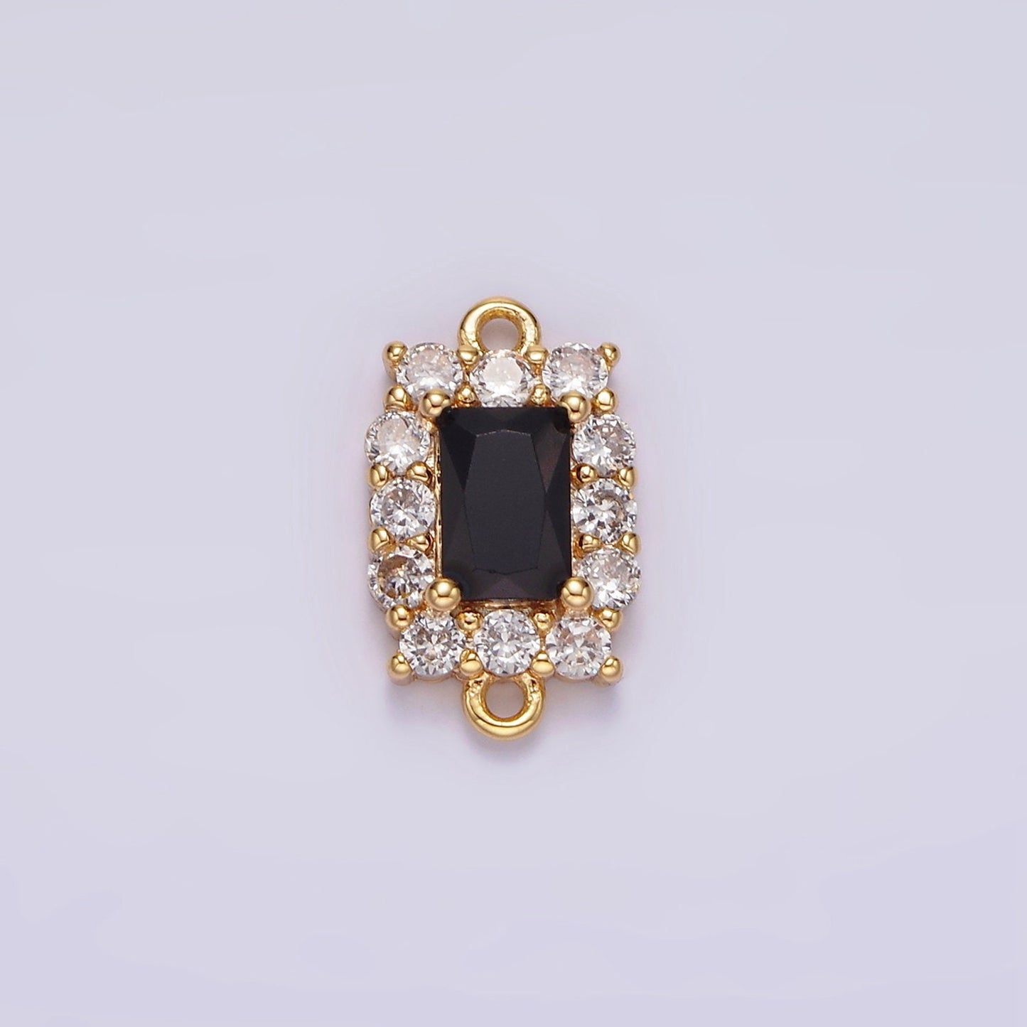 14K Gold Filled 8mm Baguette CZ Micro Paved Birth Month Personalized Connector | G129 - G142