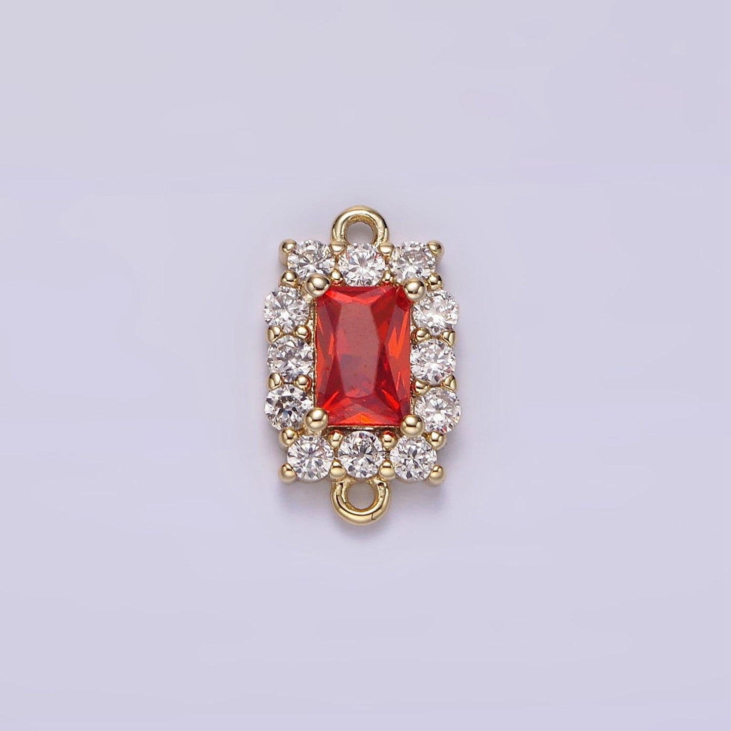 14K Gold Filled 8mm Baguette CZ Micro Paved Birth Month Personalized Connector | G129 - G142