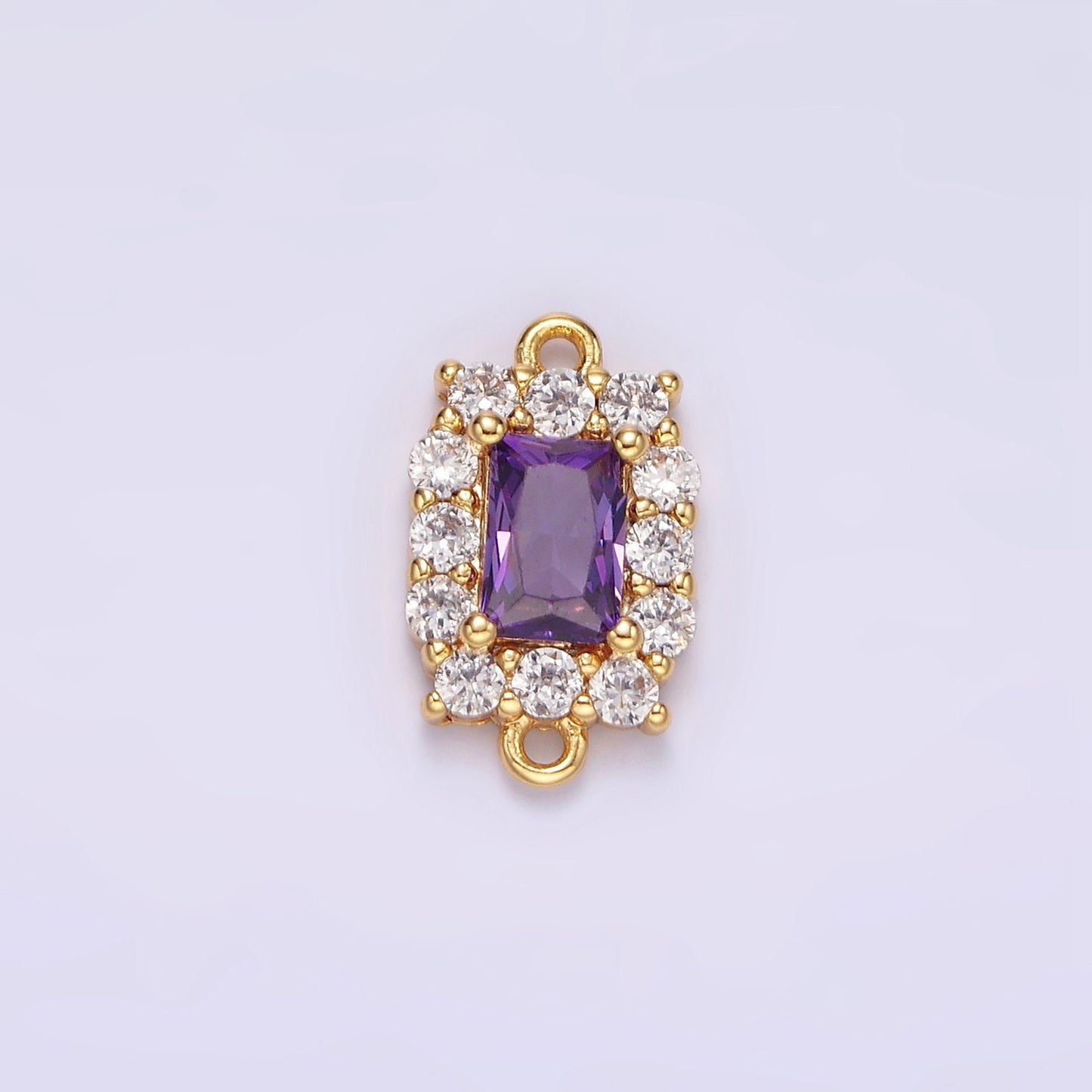 14K Gold Filled 8mm Baguette CZ Micro Paved Birth Month Personalized Connector | G129 - G142