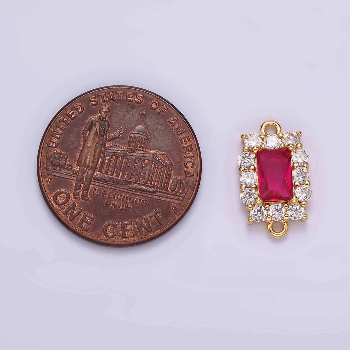 14K Gold Filled 8mm Baguette CZ Micro Paved Birth Month Personalized Connector | G129 - G142