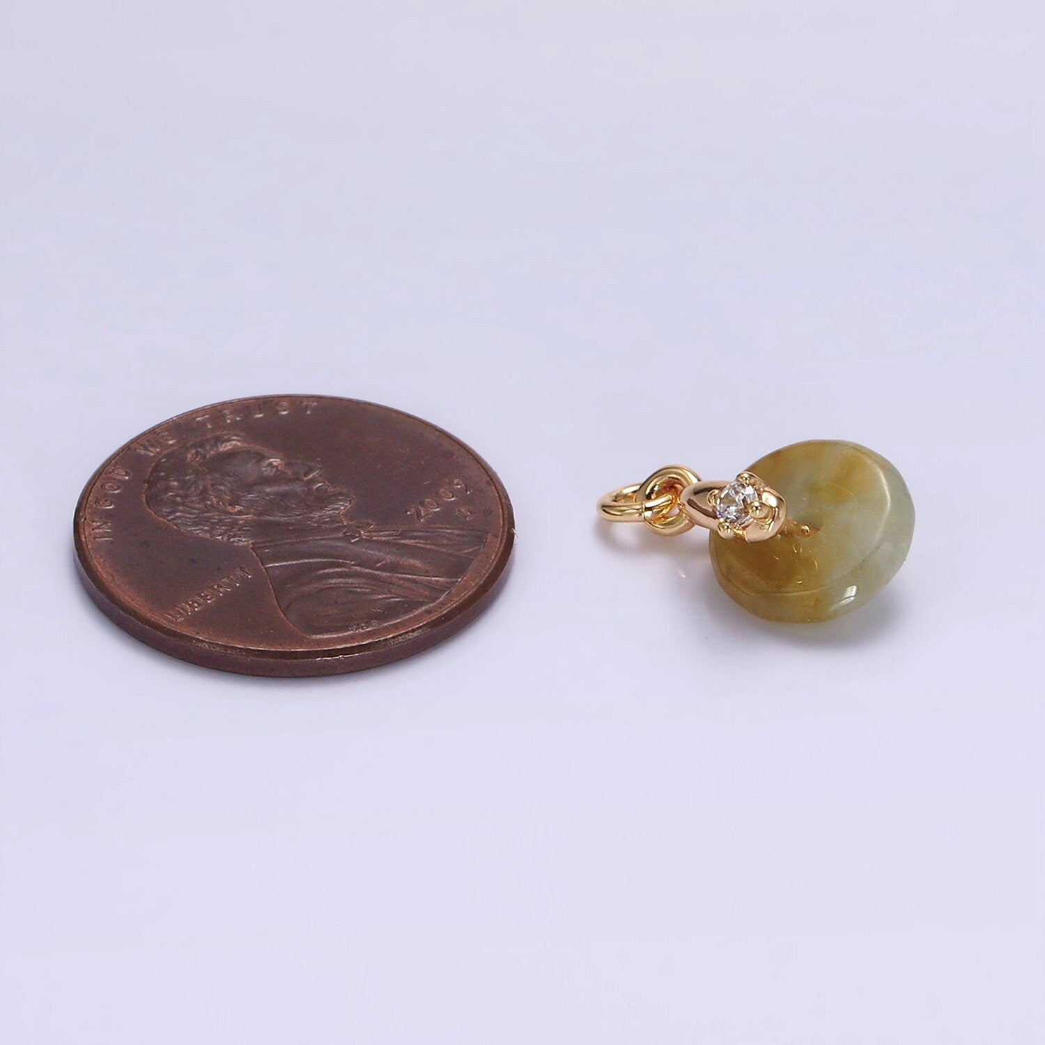14K Gold Filled Mini Green Jade Donut Fuchsia, Green CZ Bail Charm | AG355 AG356