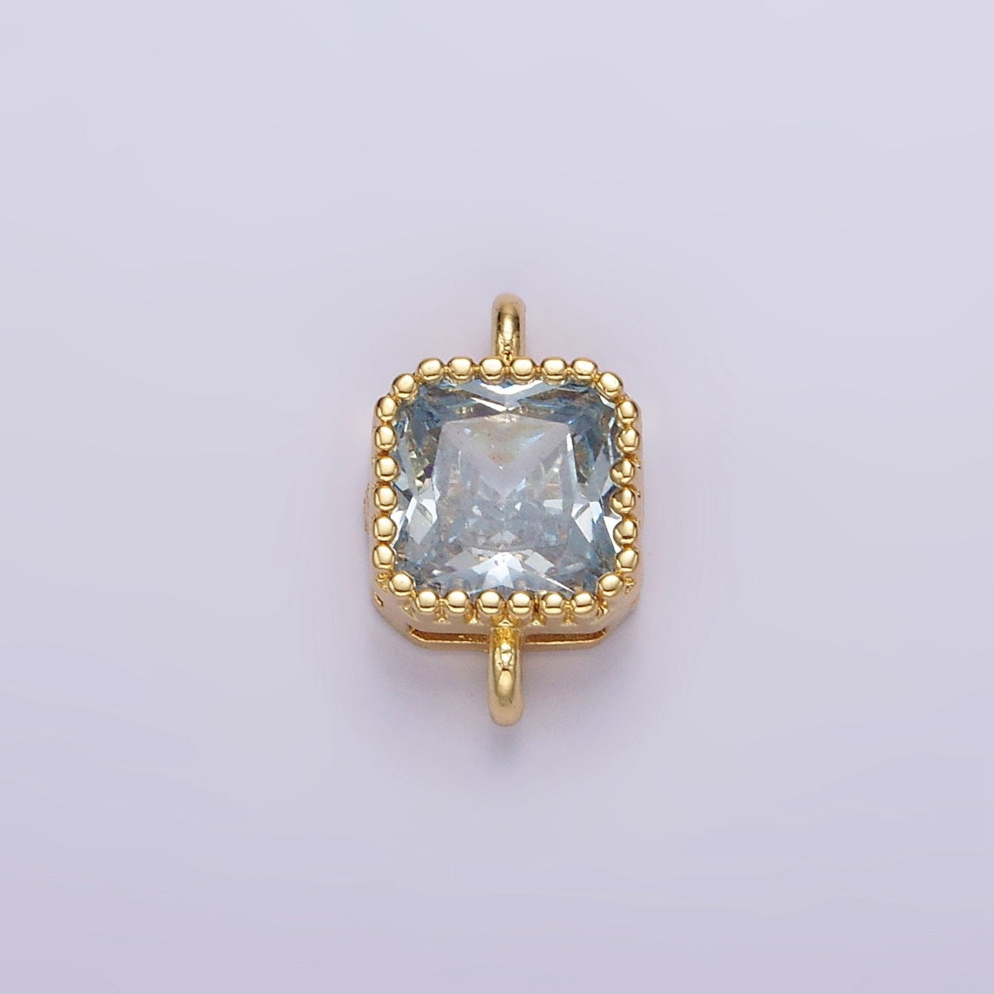 14K Gold Filled 7mm Blue, Baby Blue CZ Square Bezel Connector | G172 G173