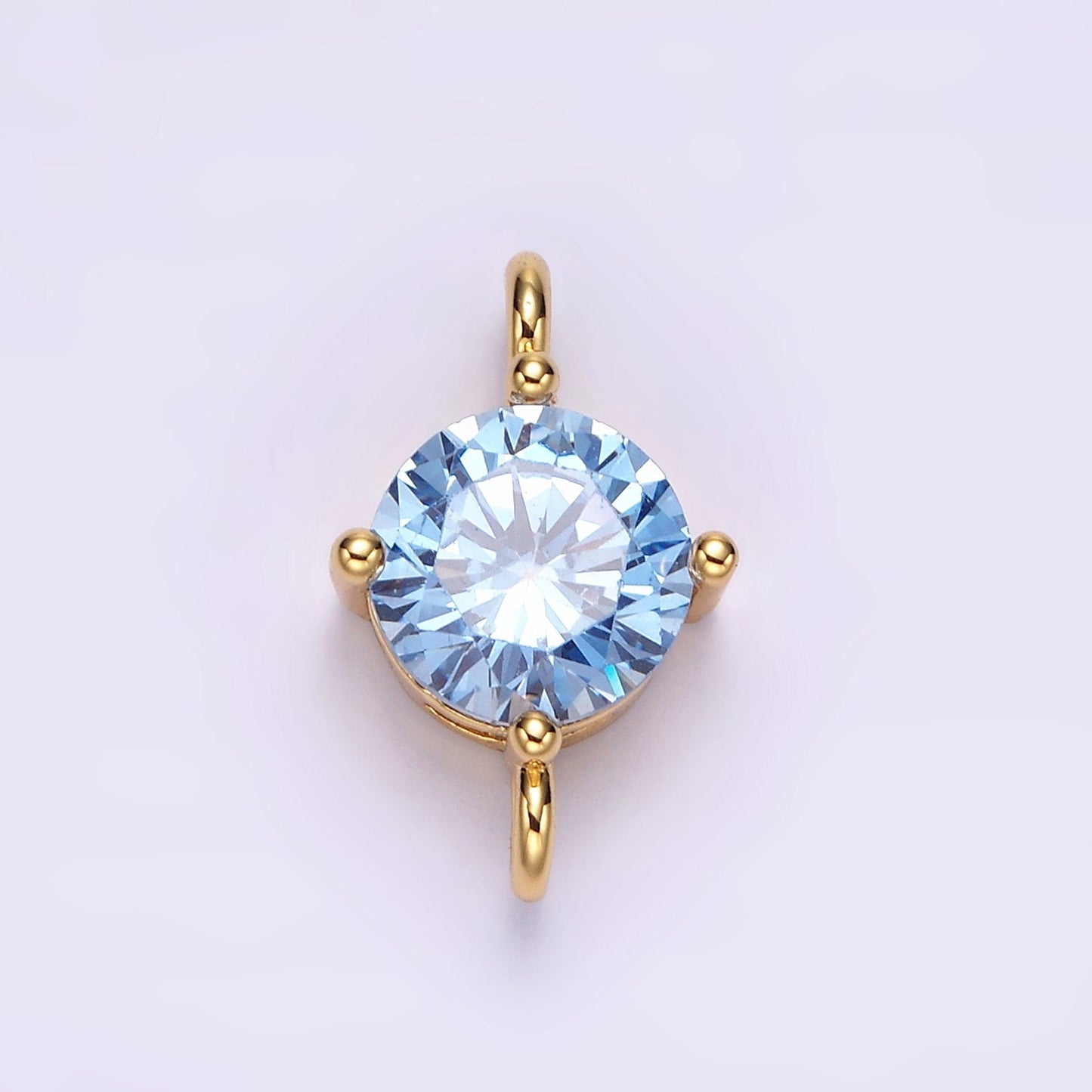 14K Gold Filled 10mm Round CZ Birth Month Personalized Connector | G157 - G169