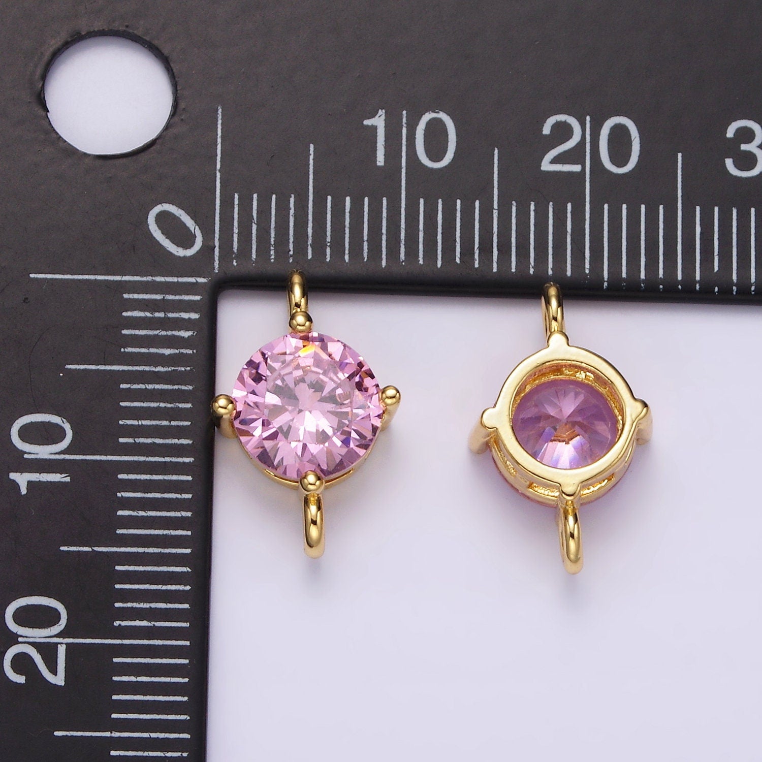 14K Gold Filled 10mm Round CZ Birth Month Personalized Connector | G157 - G169