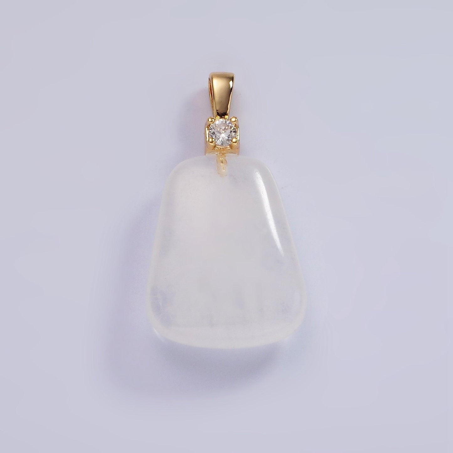 14K Gold Filled 30mm Aventurine, Clear Quartz, Amethyst, Rose Quartz CZ Bail Pendant | N2019 - N2025