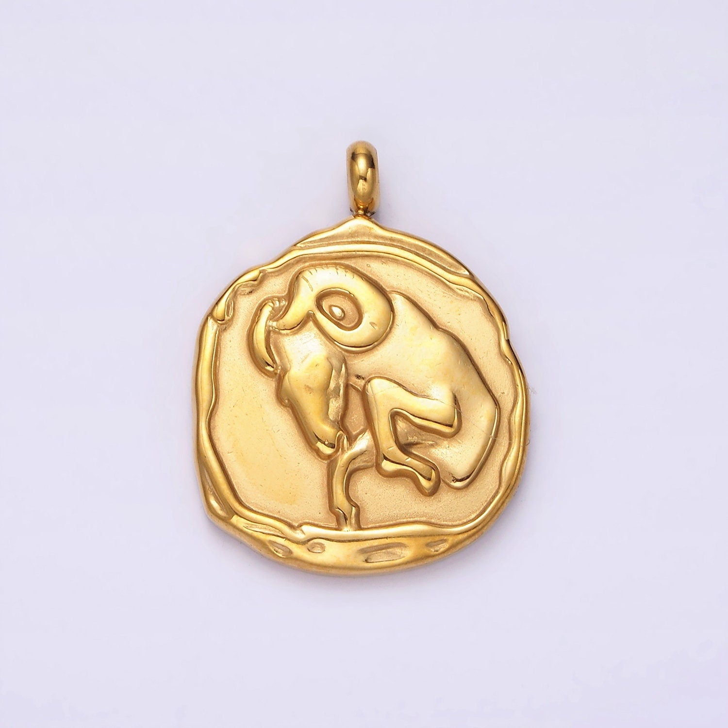 Stainless Steel Zodiac Sign Birth Month Personalized Stamped Round Charm | A1235~A1240