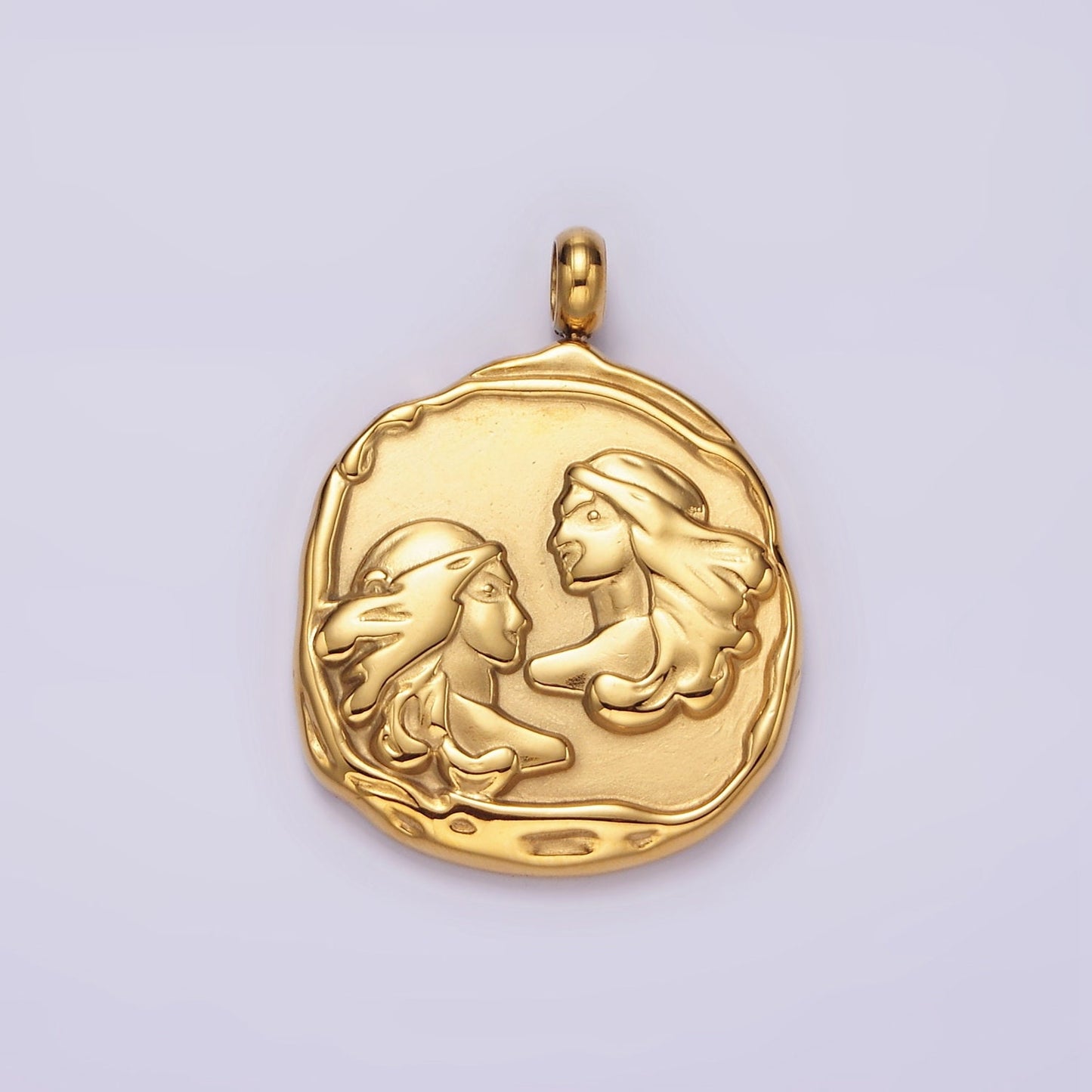 Stainless Steel Zodiac Sign Birth Month Personalized Stamped Round Charm | A1235~A1240