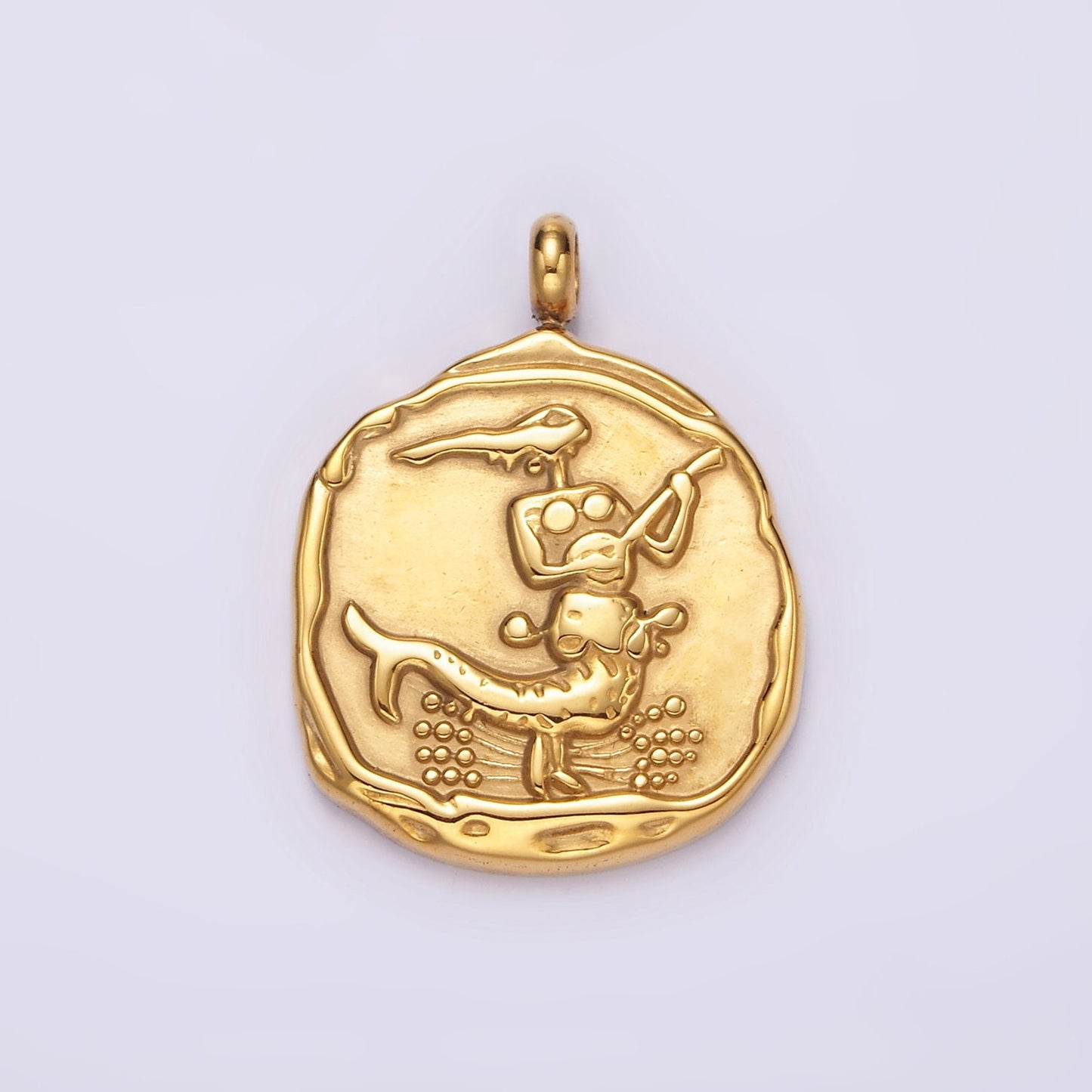 Stainless Steel Zodiac Sign Birth Month Personalized Stamped Round Charm | A1235~A1240