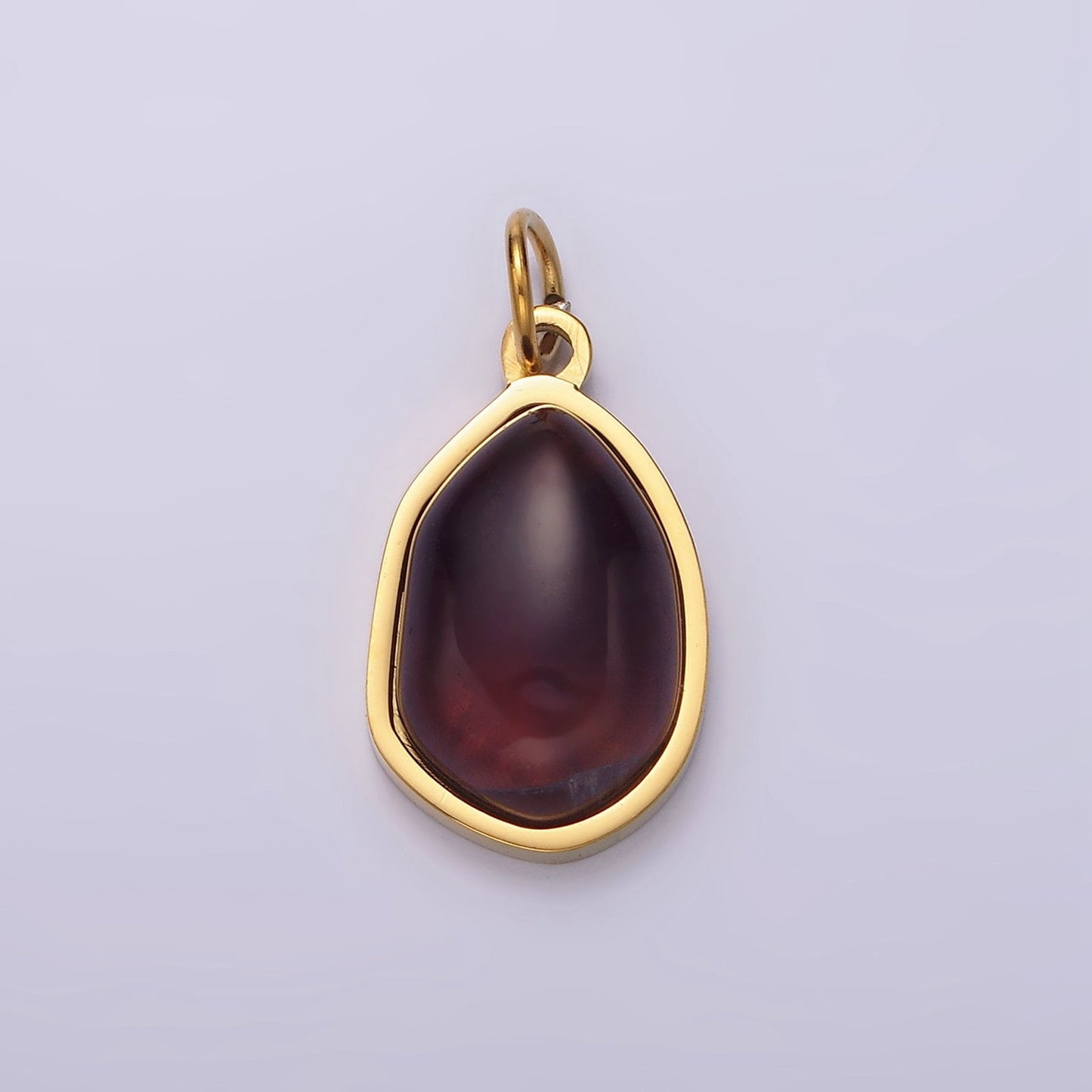 Stainless Steel Rose Quartz, Aventurine, Amethyst Abstract Teardrop Charm | P638 - P640