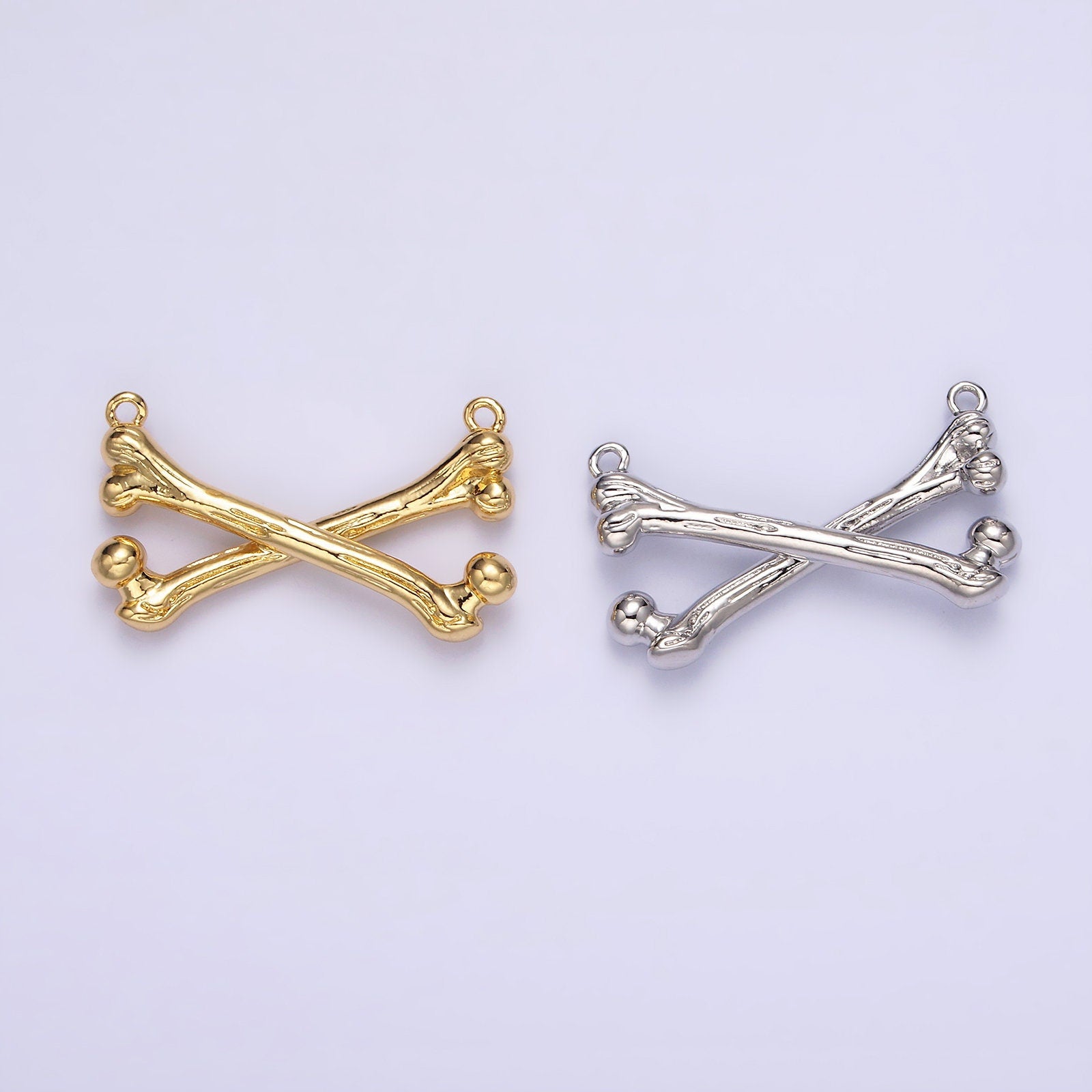 Gold Filled X Crossed Textured Bone Skeleton Connector in Gold & Silver G-711 G-712