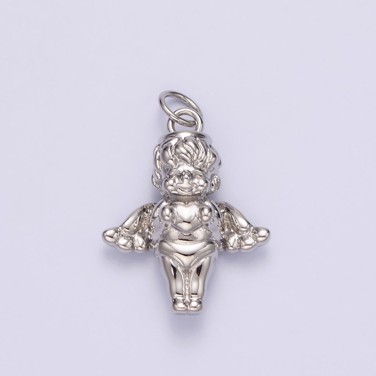 14K Gold Filled 16.5mm Standing Cherub Baby Angel Puffed Charm in Silver & Gold | N1511 N1512