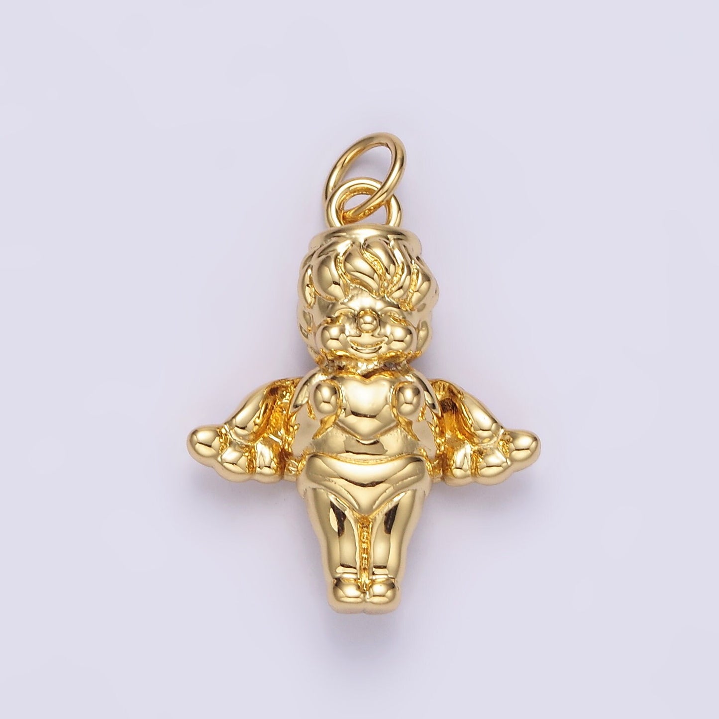 14K Gold Filled 16.5mm Standing Cherub Baby Angel Puffed Charm in Silver & Gold | N1511 N1512
