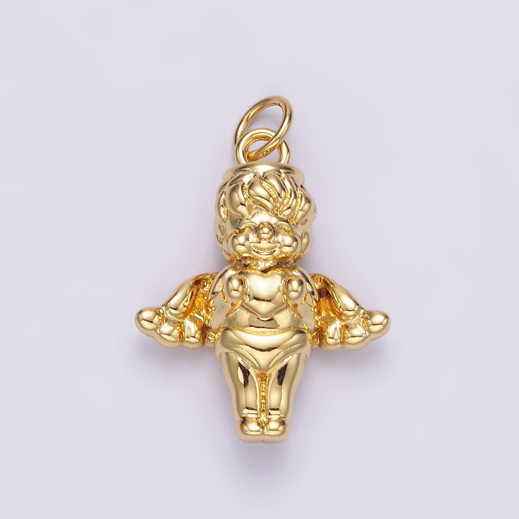 14K Gold Filled 16.5mm Standing Cherub Baby Angel Puffed Charm in Silver & Gold | N1511 N1512