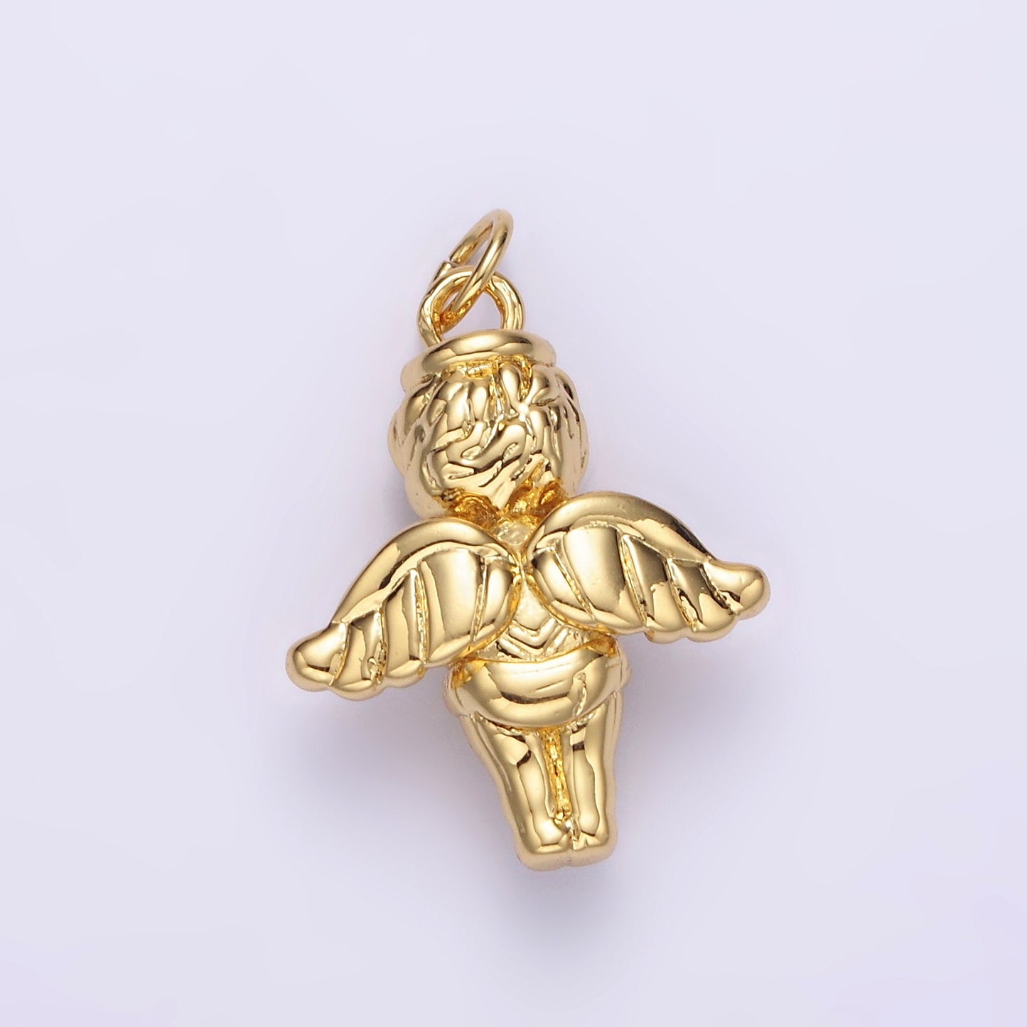 14K Gold Filled 16.5mm Standing Cherub Baby Angel Puffed Charm in Silver & Gold | N1511 N1512