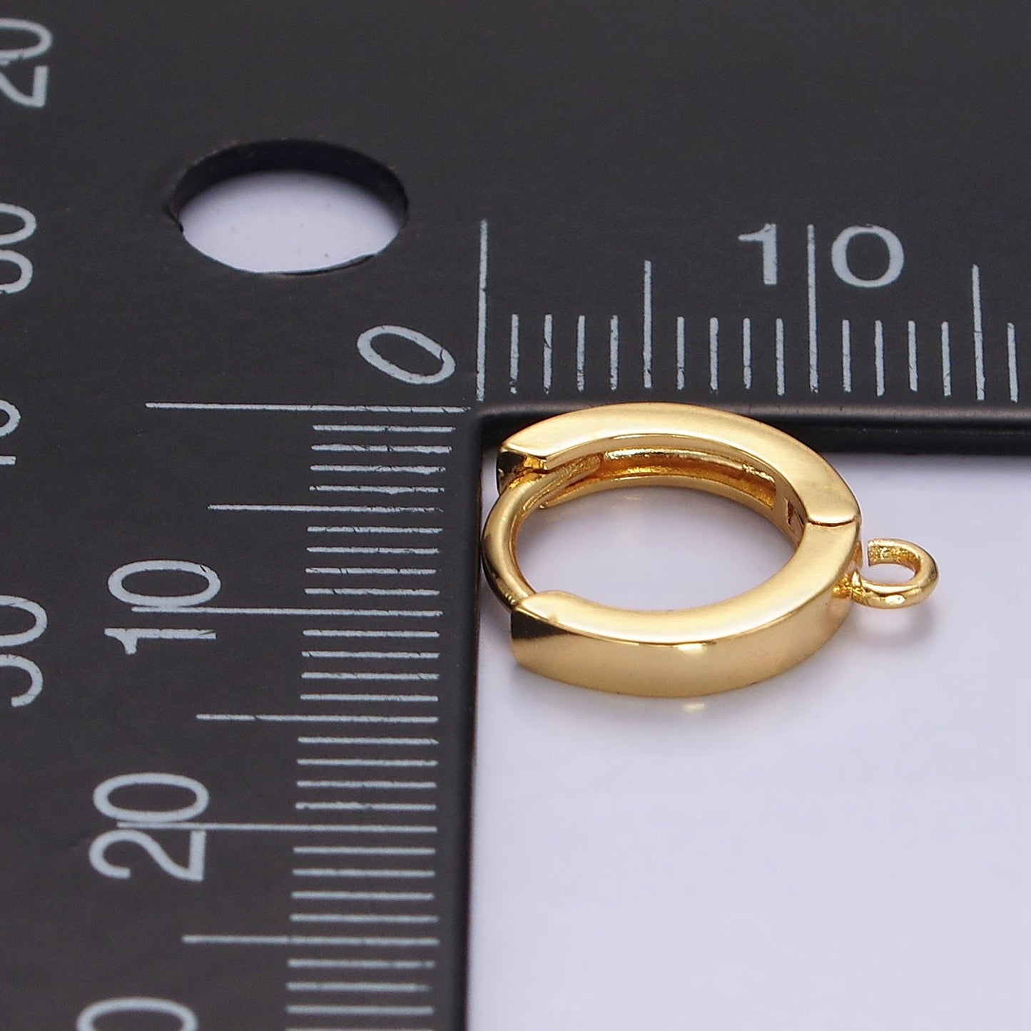 Gold Vermeil 12mm Flat Minimalist Huggie Open Loop Earrings Finding Supply | Z568