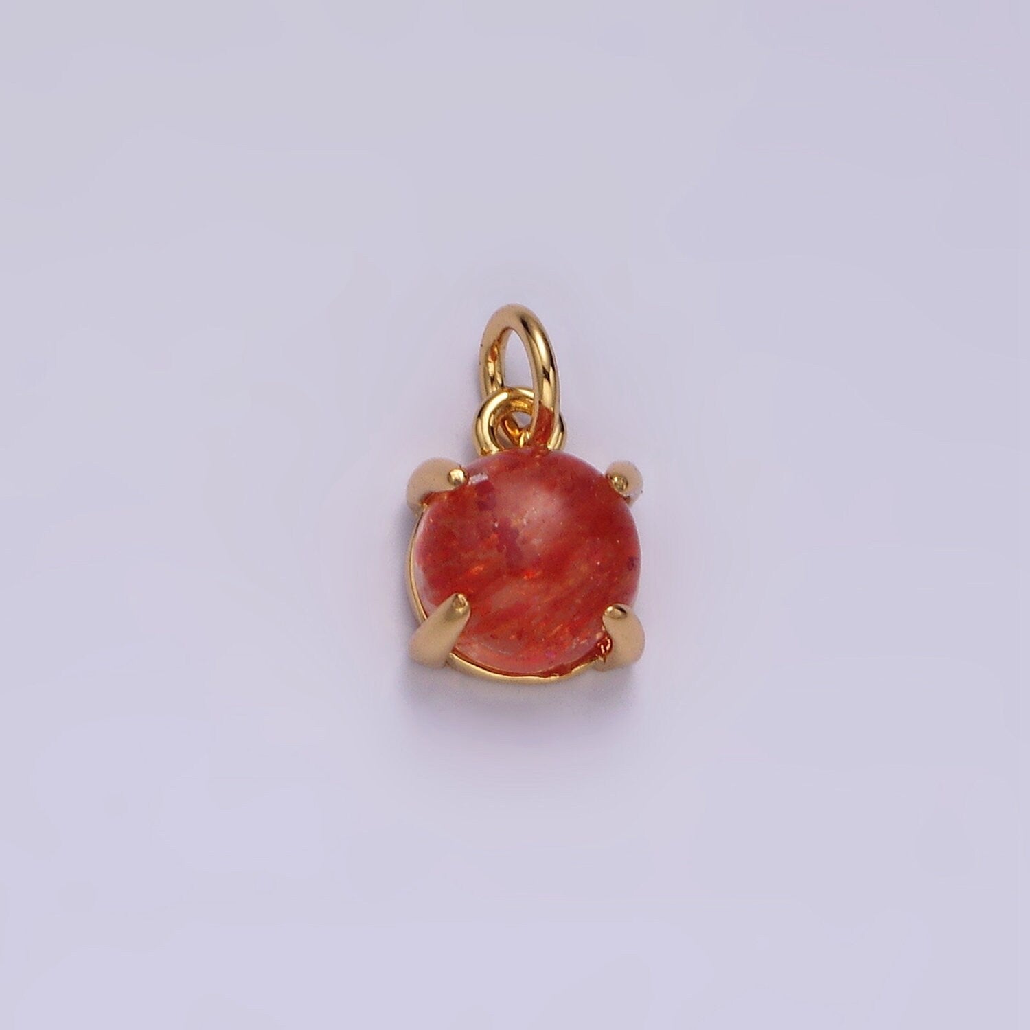 16K Gold Filled Lapis Lazuli, Citrine Gemstone Oval, Round Claw Frame Charm | AC853 - AC855