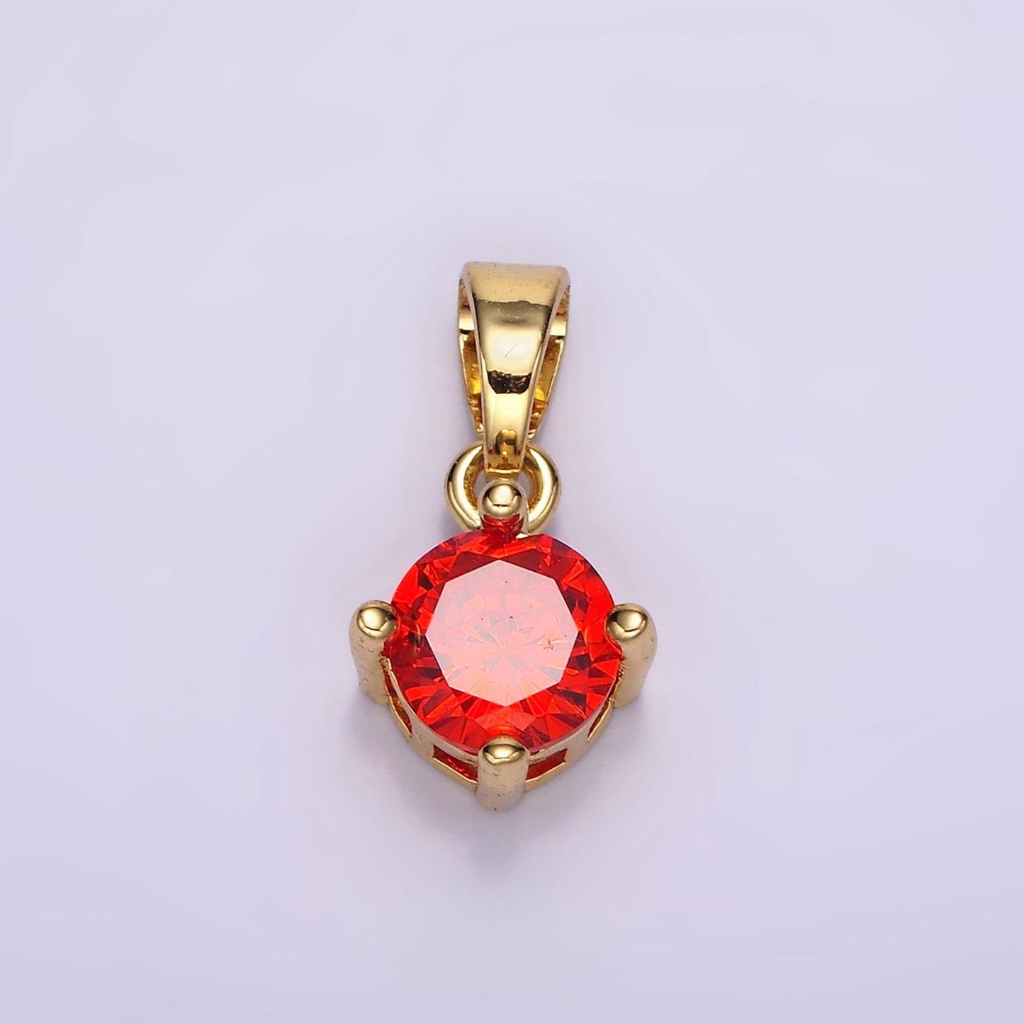 16K Gold Filled Round CZ Birthstone Personalized Solitaire Pendant | N1924 - N1935