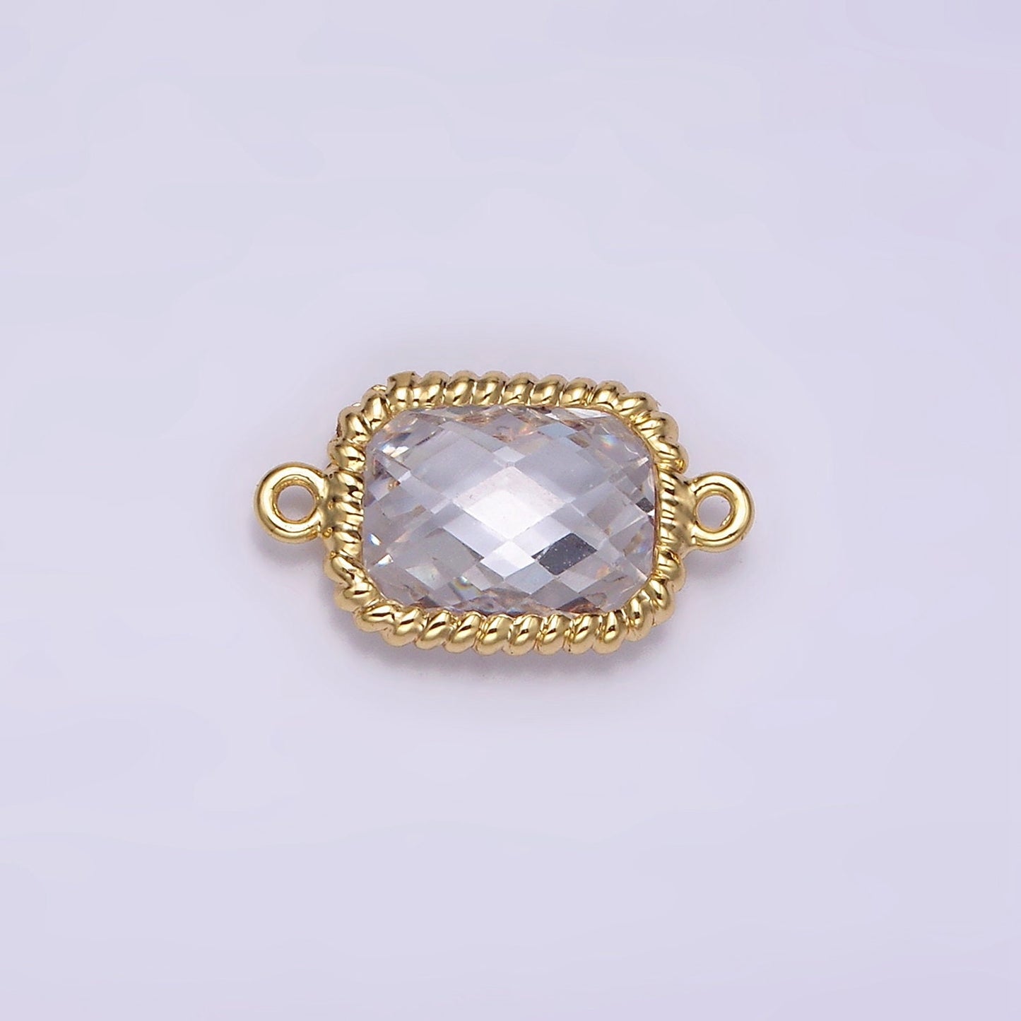 14K Gold Filled Clear Baguette CZ Multifaceted Braided Bezel Connector | G792