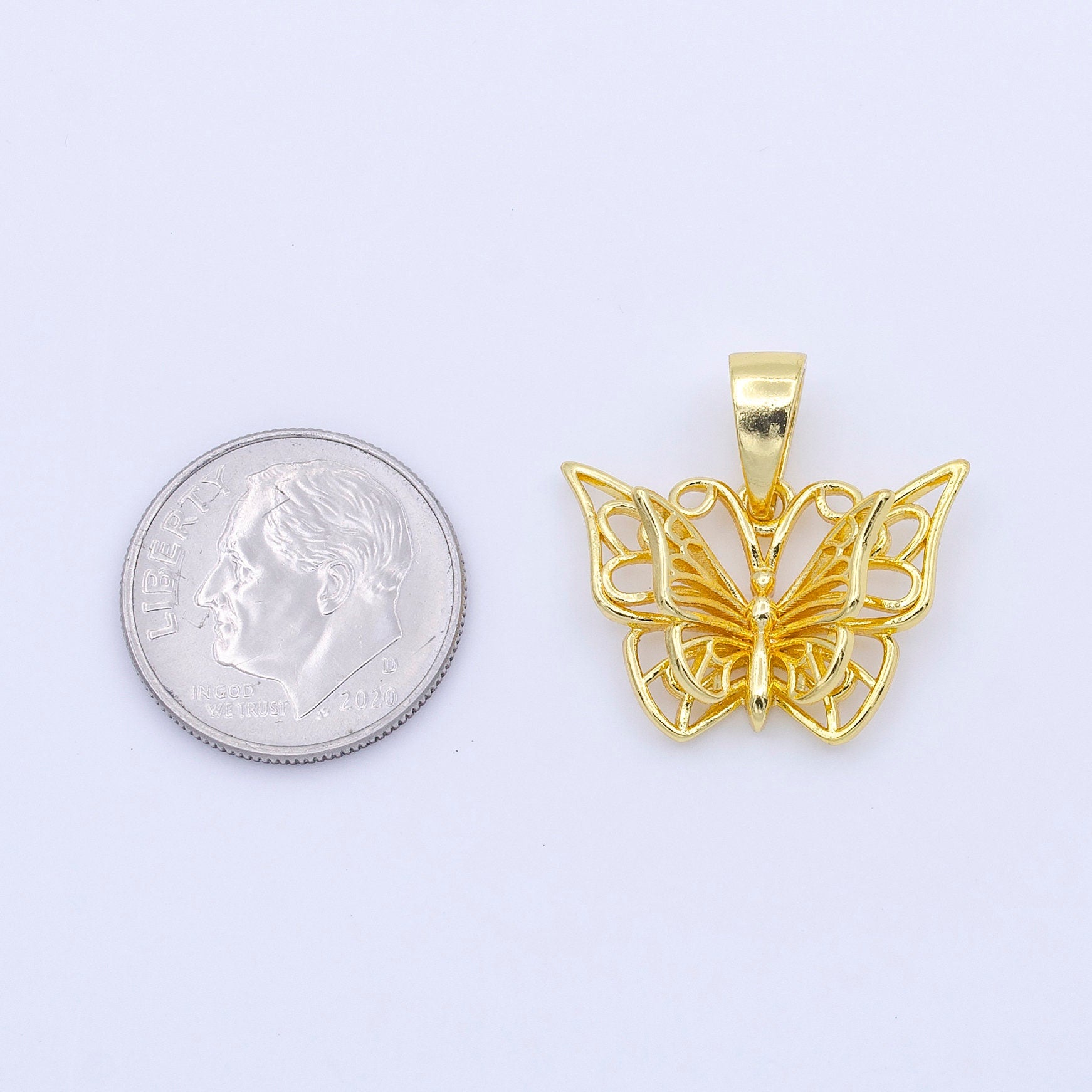 Mini Mariposa Butterfly Charm Small Animal Gold Filled Pendant for Bracelet Necklace Component | aa755