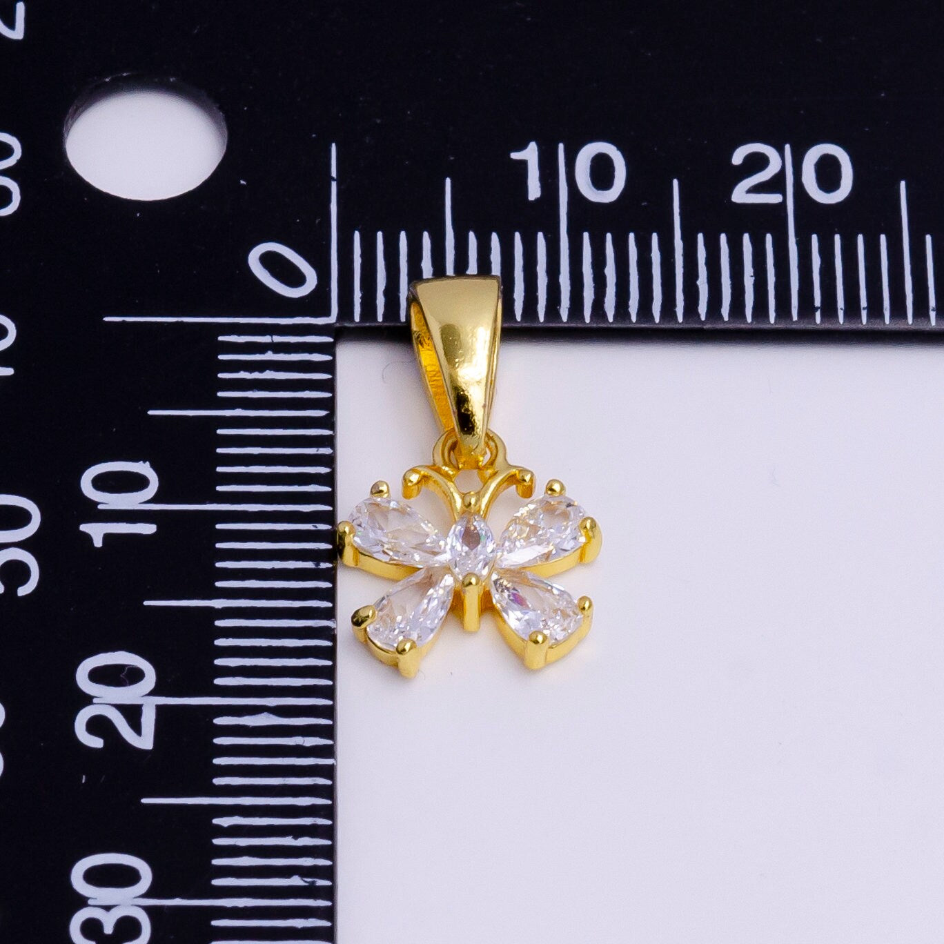 CZ Gold Butterfly Charm Connector, Dainty Cubic Mariposa Charm for Necklace Bracelet Component AA751