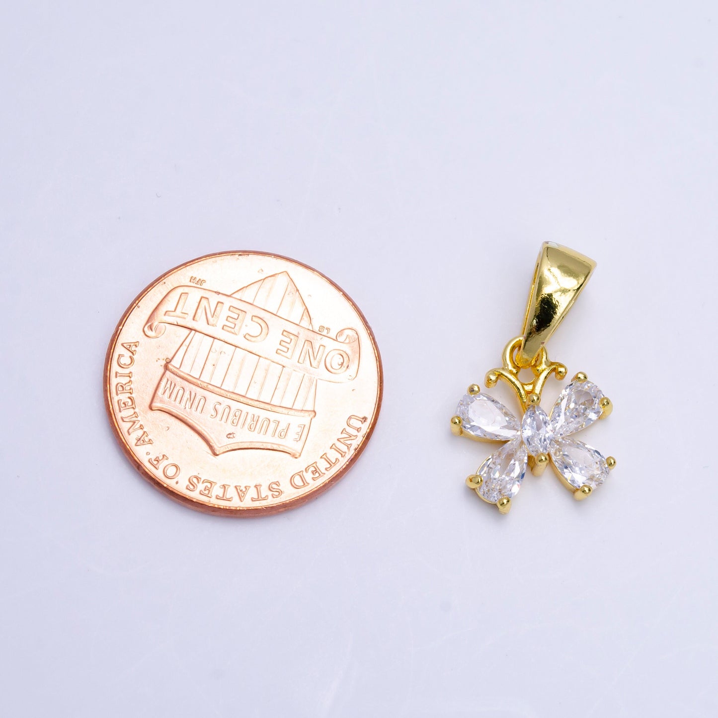 CZ Gold Butterfly Charm Connector, Dainty Cubic Mariposa Charm for Necklace Bracelet Component AA751