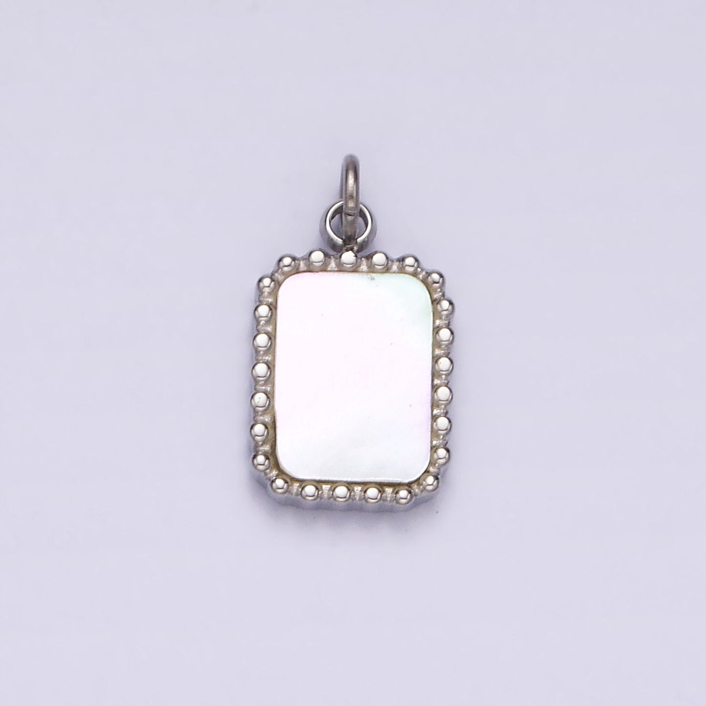 Stainless Steel Shell Pear Dotted Outline Tag Rectangular Charm in Gold & Silver | P1314