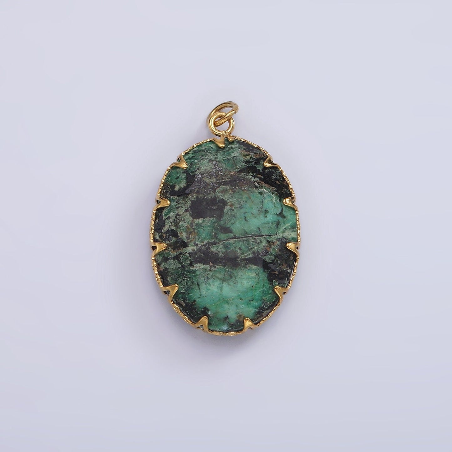 Stainless Steel Zoisite, Aventurine, Grey Labradorite, Moonstone Artisan Bezel Oval Charm | P1304 - P1305