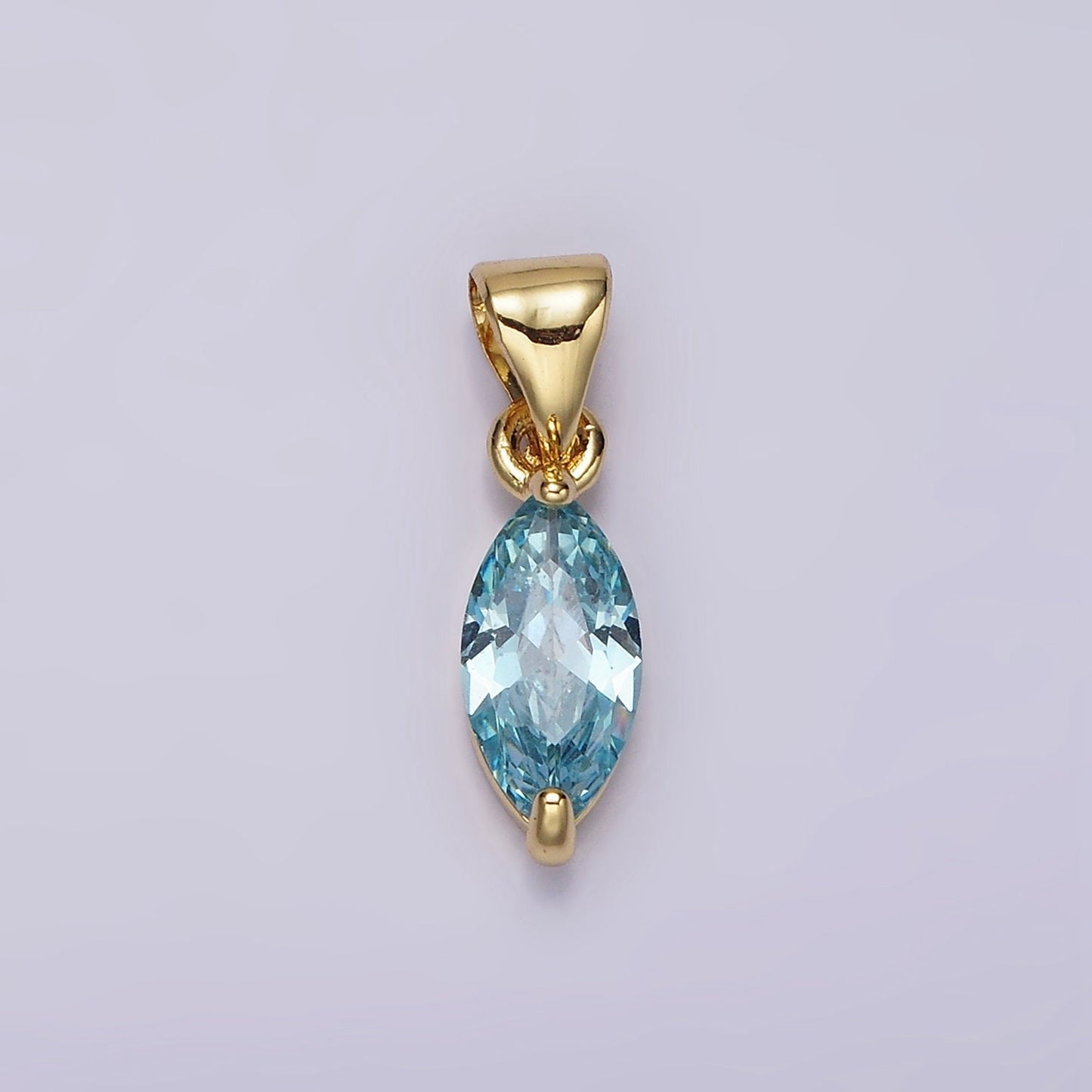 Gold Filled Blue Marquise Cubic Zirconia Charm for add on charm Earring Bracelet Necklace Lariat Component | N1953