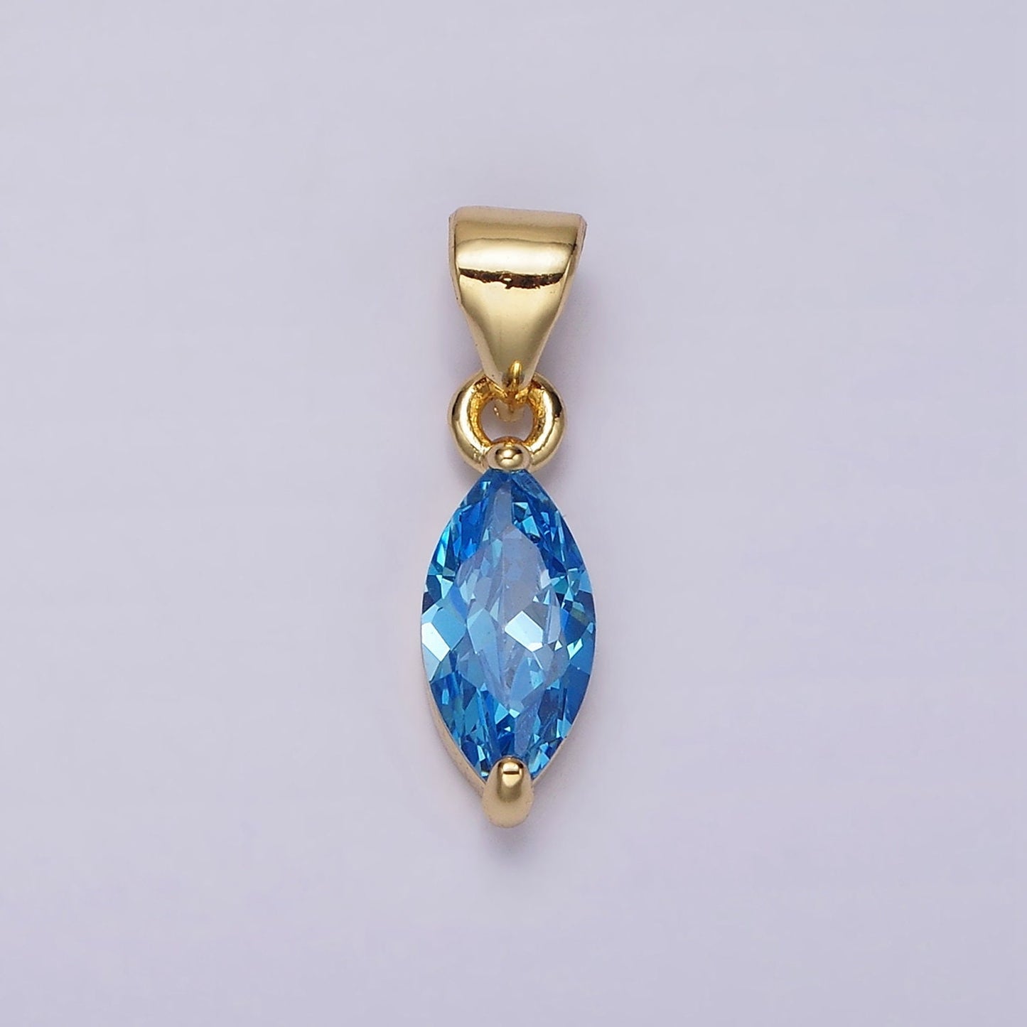 Gold Filled Blue Marquise Cubic Zirconia Charm for add on charm Earring Bracelet Necklace Lariat Component | N1953