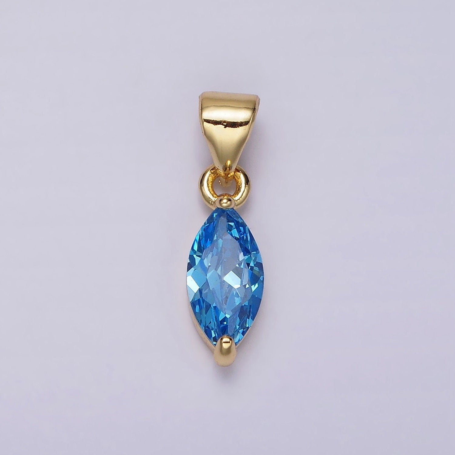 Gold Filled Blue Marquise Cubic Zirconia Charm for add on charm Earring Bracelet Necklace Lariat Component | N1953