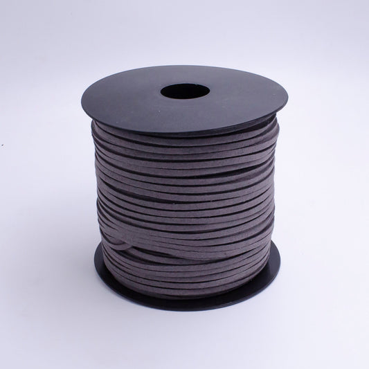 Gray Faux Leather Cord 2.5mm 1 Yard Suede Cords Flat Velvet Leather Cord Fiber Lace Leather Strip Flat Thread String | Roll-1434